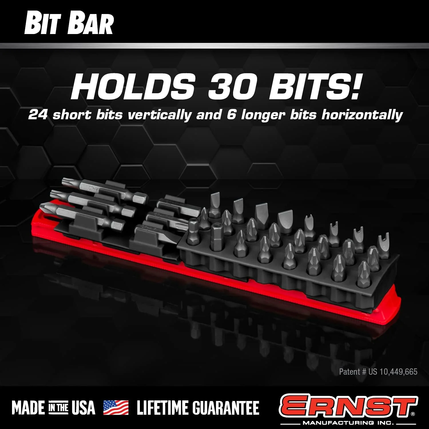 Ernst Manufacturing 30 Tool Magnetic Bit Buddy, 1/4" Hex Bit Holder - Blk/Hi-Viz Black & Hi-viz - Image 4