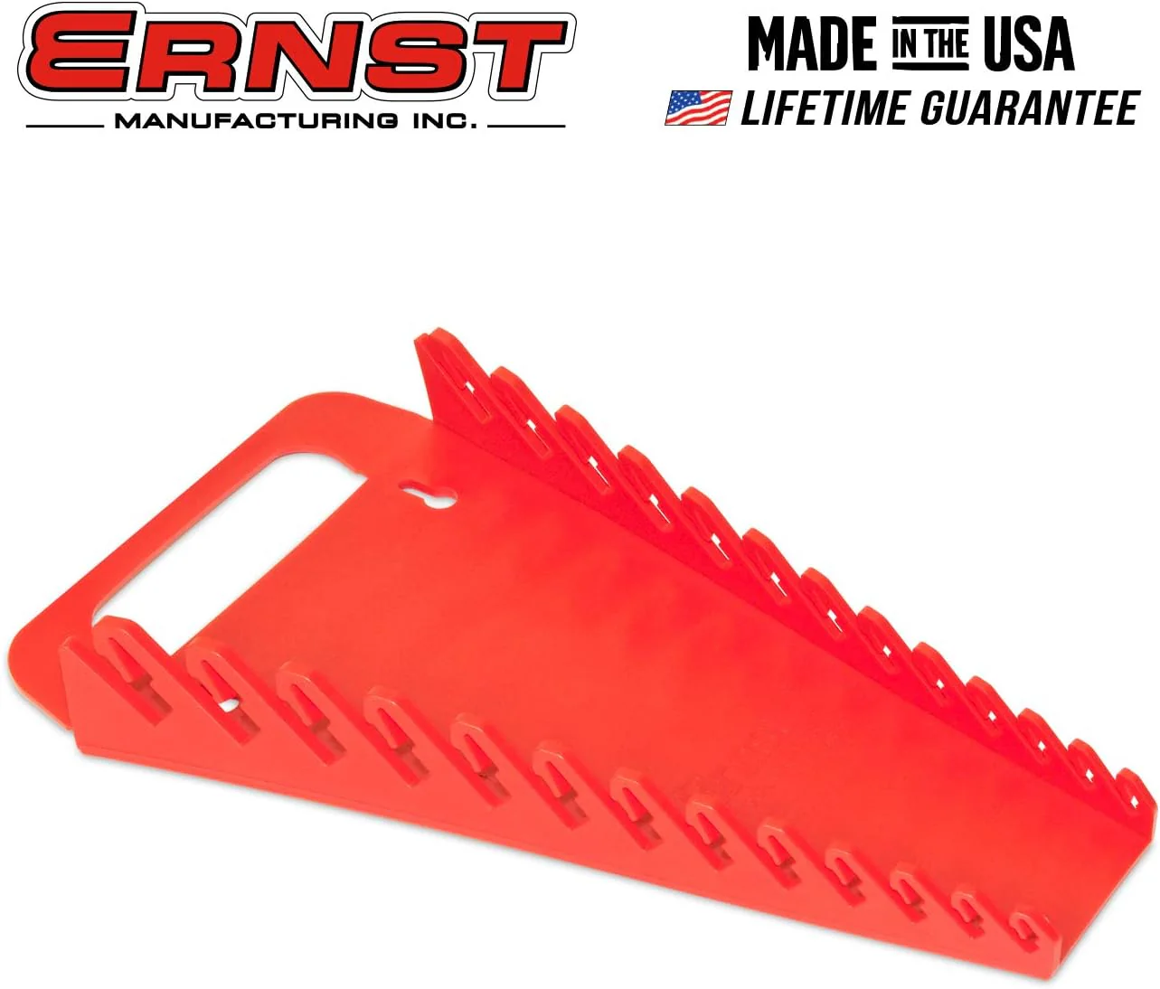 Ernst Manufacturing 5013 Gripper Wrench Organizer with Ergonomic Design, Holds 13 Wrenches, Red - Image 3