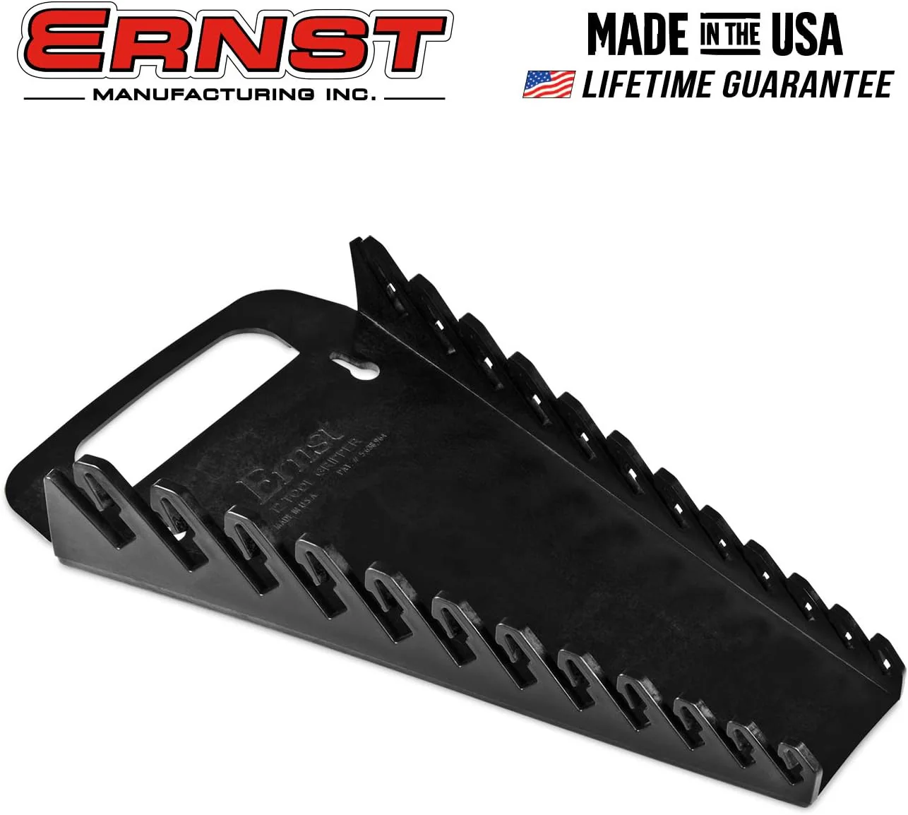 Ernst Manufacturing 5016 Gripper Wrench Organizer with Ergonomic Design, Holds 12 Wrenches, Black - Image 3