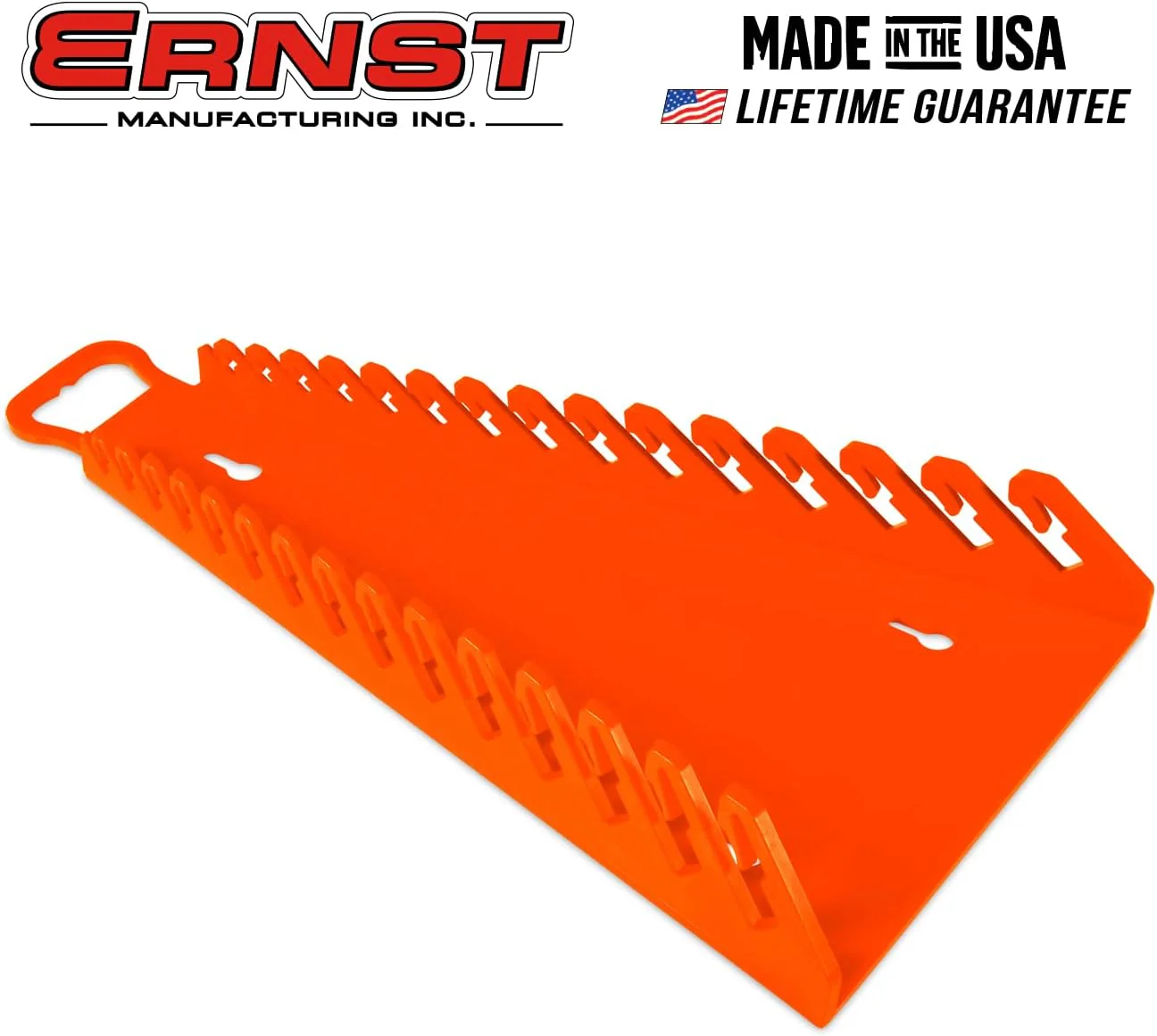 Ernst Manufacturing 5157 Gripper Reverse Wrench Portable Wrench Organizer - Holds 1/4" to 1 1/8" and 6 to 20mm Tools, Durable Flexible Grip, 15 Tool Capacity, Orange - Image 3