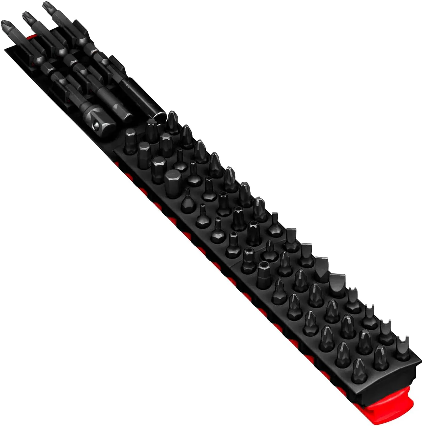 Ernst Manufacturing 54 Tool Bit Bar with Magnetic Base, 1/4" Hex Bit Holder for Toolchest Drawer or Tool Truck – Red & Black - Image 6