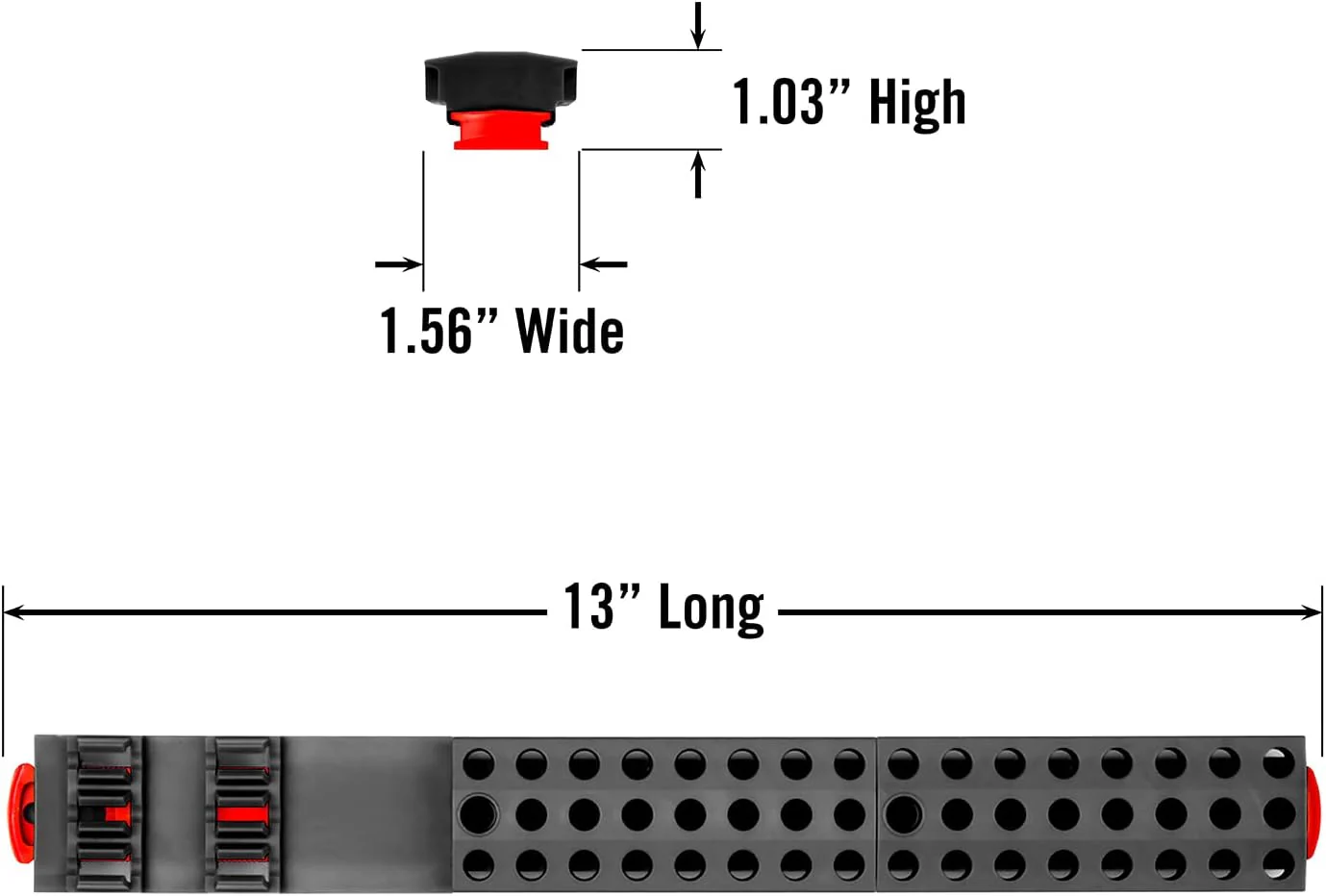 Ernst Manufacturing 54 Tool Bit Bar with Magnetic Base, 1/4" Hex Bit Holder for Toolchest Drawer or Tool Truck – Red & Black - Image 7