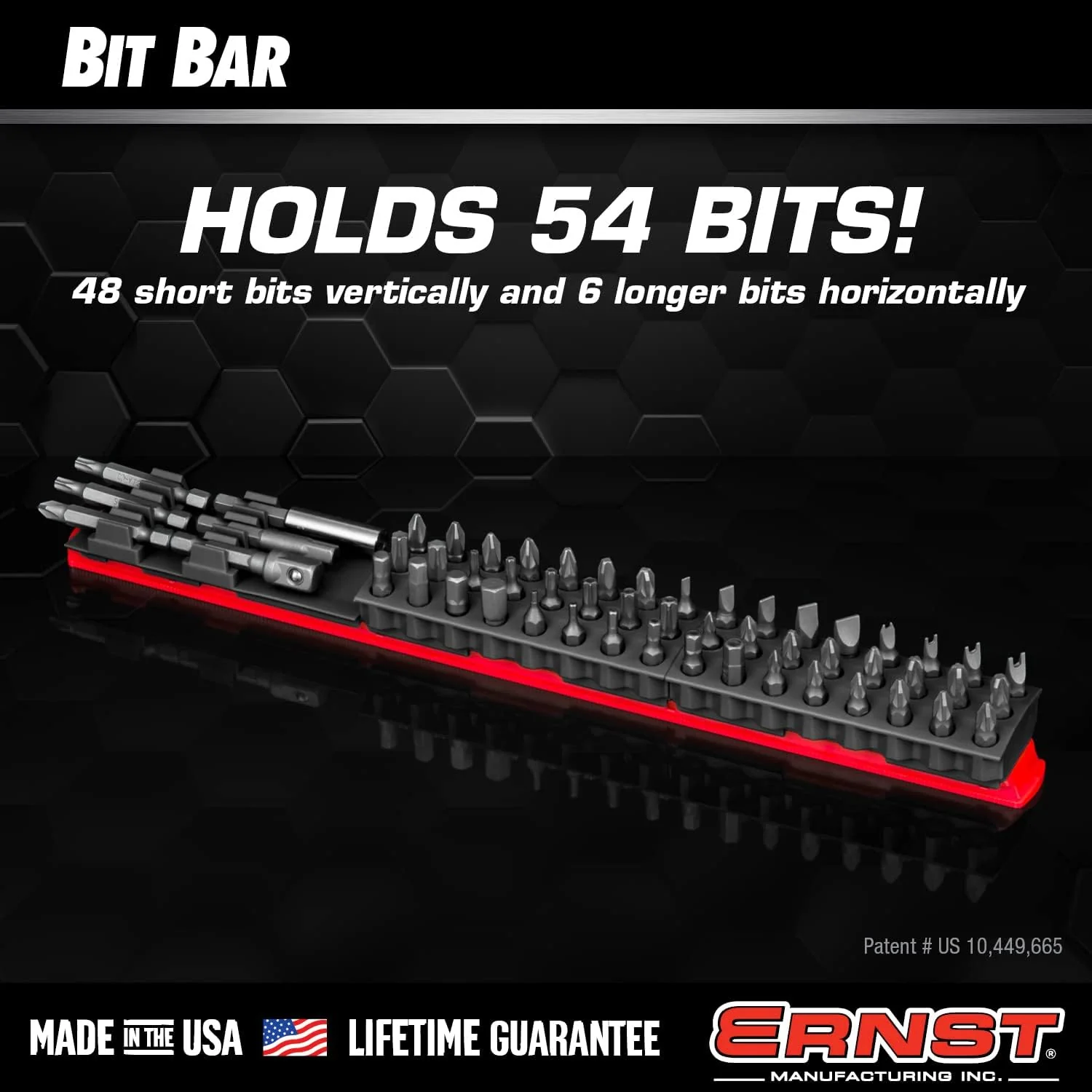 Ernst Manufacturing 54 Tool Magnetic Bit Bar, 1/4" Hex Bit Holder - Black/Hi-Viz - Image 3