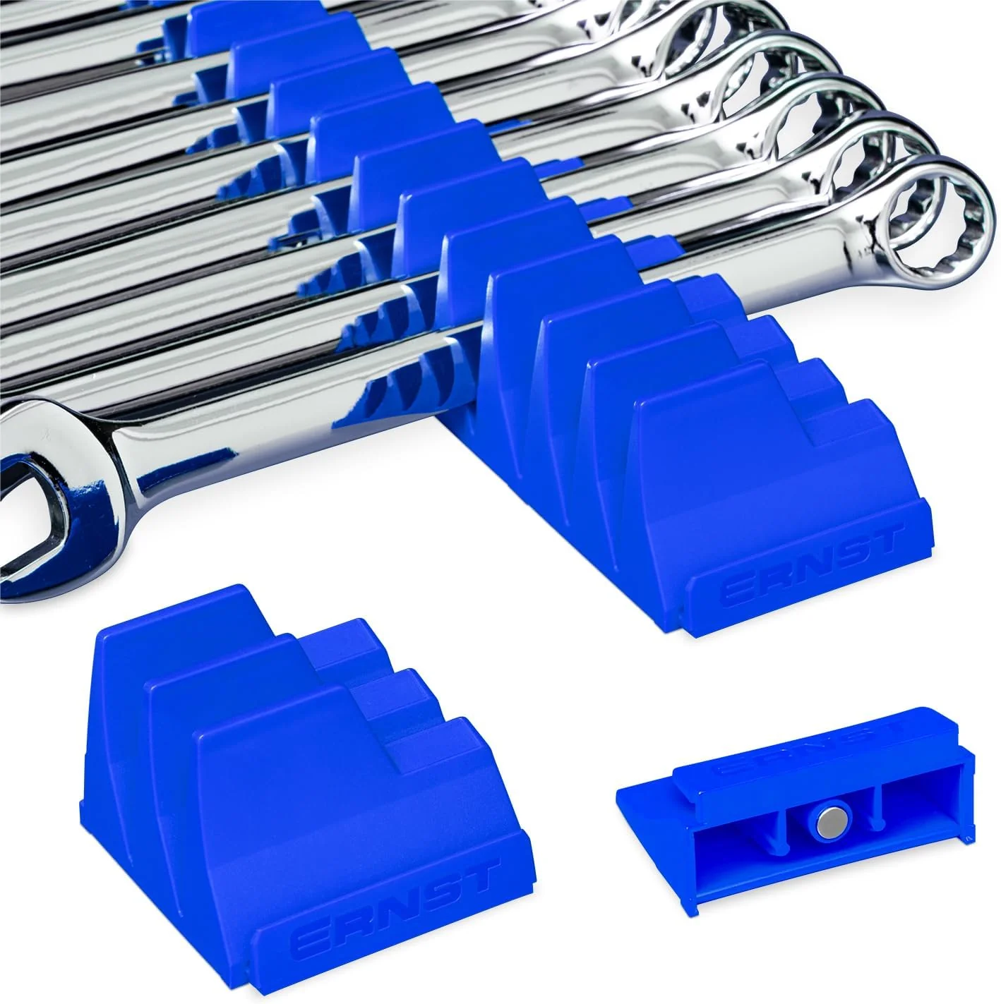 Ernst Manufacturing 5405M Magnetic Wrench Pro - Modular Wrench Organizer for 20 Wrenches with Anti-Slip Cleats- Blue - Image 2