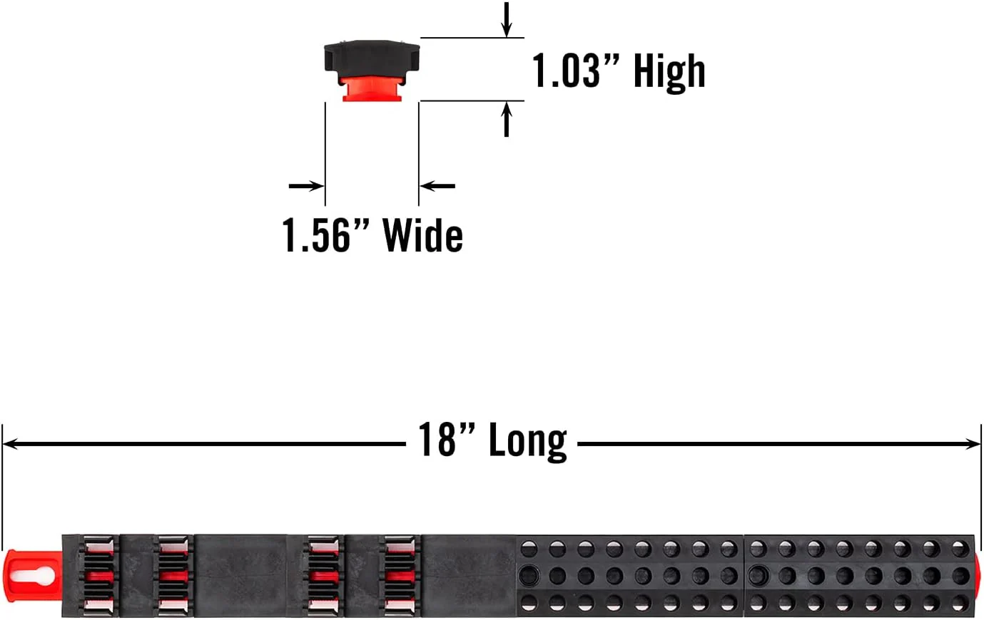 Ernst Manufacturing 60 Tool Magnetic Bit Bar, 1/4" Hex Bit Holder - Red/Black - Image 7