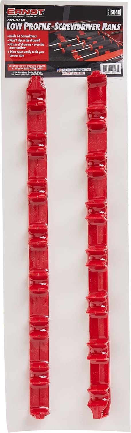 Ernst Manufacturing 6040 No-Slip Low-Profile Screwdriver Rail Set, 14 Tool, Red - Image 6