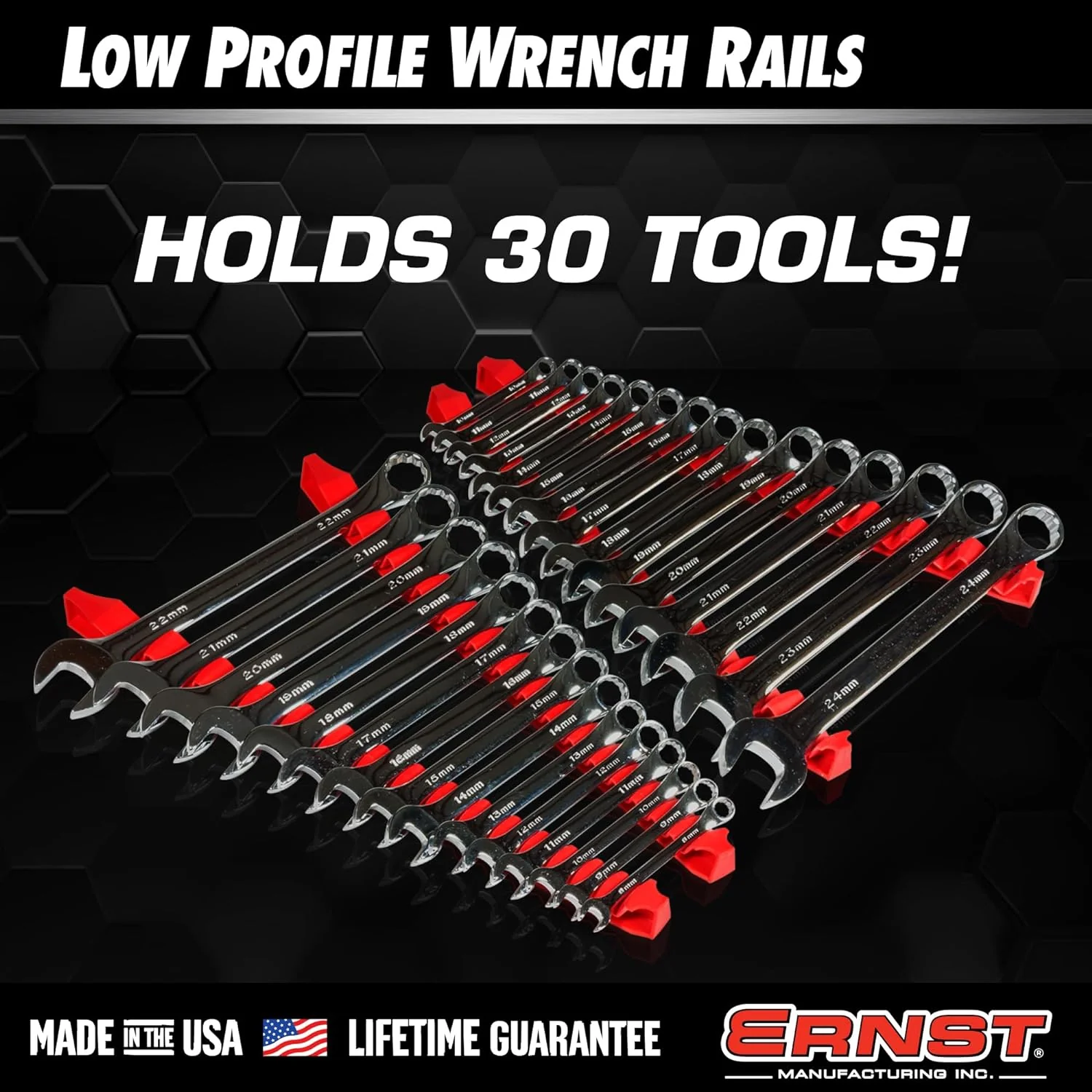 Ernst Manufacturing 6050 No-Slip Low-Profile Wrench Rail Set, 30 Tool, Red - Image 5