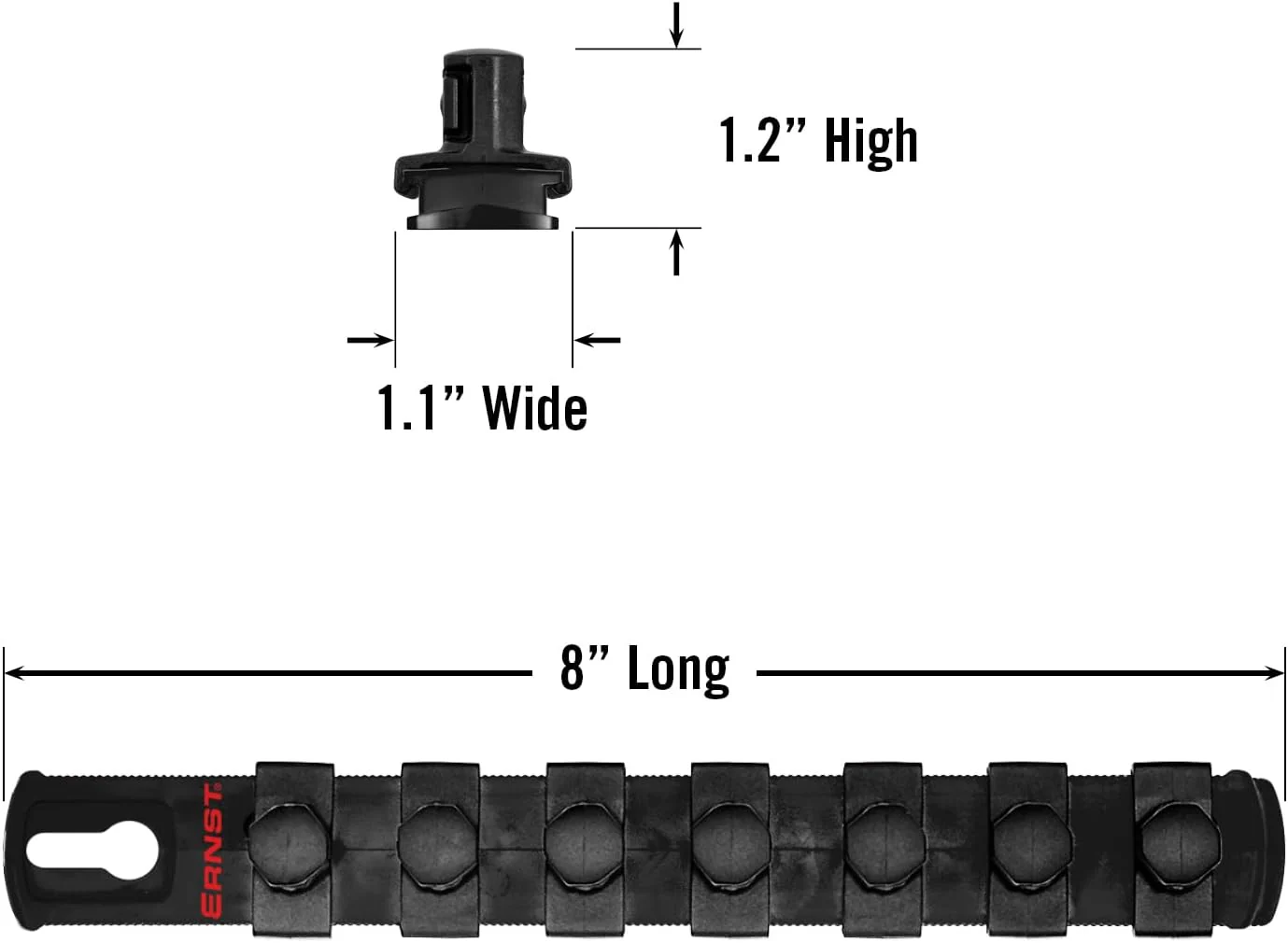 Ernst Manufacturing 8-Inch Magnetic Socket Organizer with 7 1/2-Inch Twist Lock Clips, Black (8428M-Black-1/2) 8-Inch 1/2-Inch Twist Clips Black - Image 6