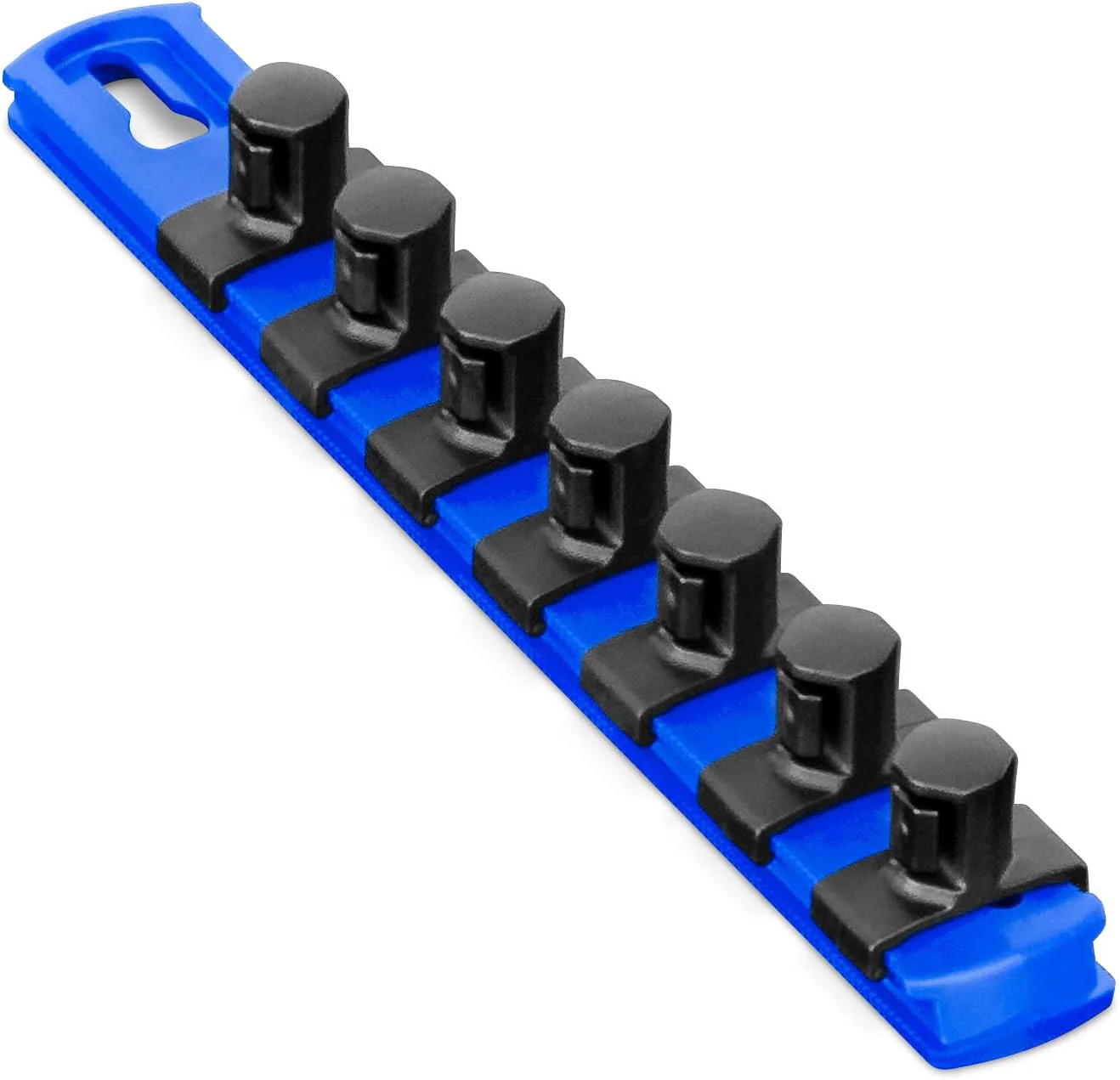Ernst Manufacturing 8-Inch Magnetic Socket Organizer with 7 1/2-Inch Twist Lock Clips, Blue (8409M-Blue-1/2) 8-Inch 1/2-Inch Twist Clips Blue - Image 2