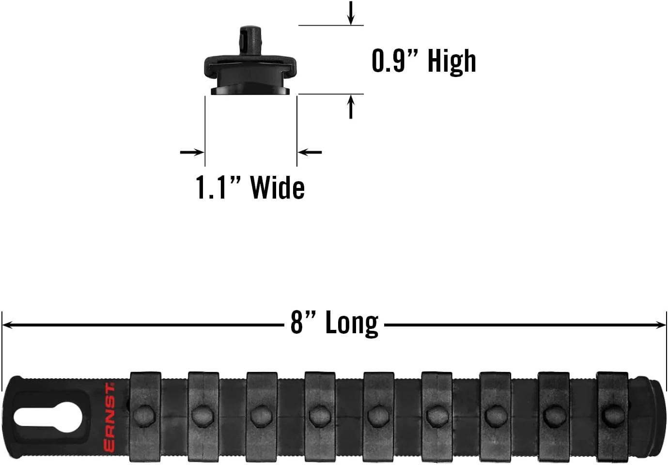 Ernst Manufacturing 8-Inch Magnetic Socket Organizer with 9 1/4-Inch Twist Lock Clips, Black (8426M-Black-1/4) 8-Inch 3/8-Inch Twist Clips Black - Image 6