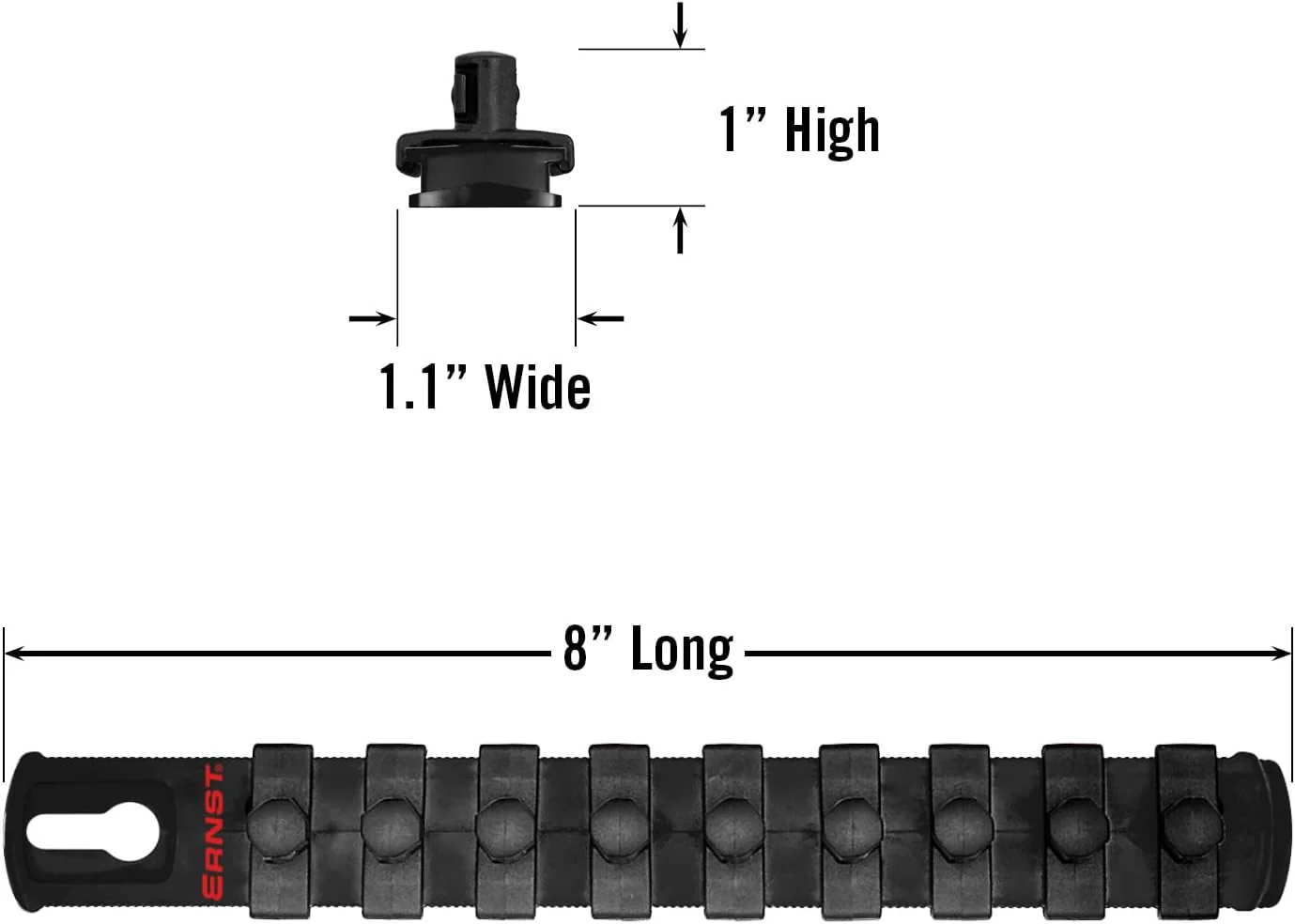 Ernst Manufacturing 8-Inch Magnetic Socket Organizer with 9 3/8-Inch Twist Lock Clips, Black (8427M-Black-3/8) 8-Inch 1/4-Inch Twist Clips Black - Image 6