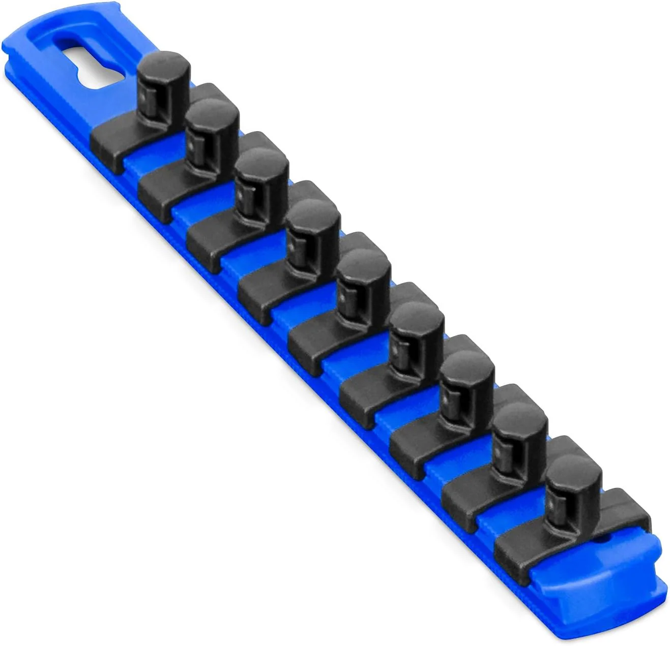 Ernst Manufacturing 8-Inch Magnetic Socket Organizer with 9 3/8-Inch Twist Lock Clips, Blue (8408M-Blue-3/8) 8-Inch 3/8-Inch Twist Clips Blue - Image 2