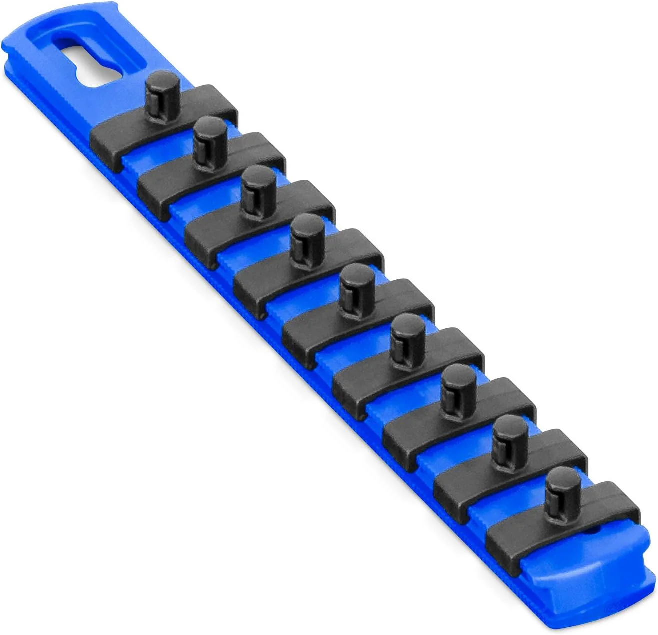 Ernst Manufacturing 8-Inch Magnetic Socket Organizer with 9 Twist Lock Clips, 1/4 Drive | Toolbox Organizer | Strong Magnetic Mounts | SAE or Metric Sockets | Made in USA |Blue 8-Inch 1/4-Inch Twist Clips Blue - Image 2