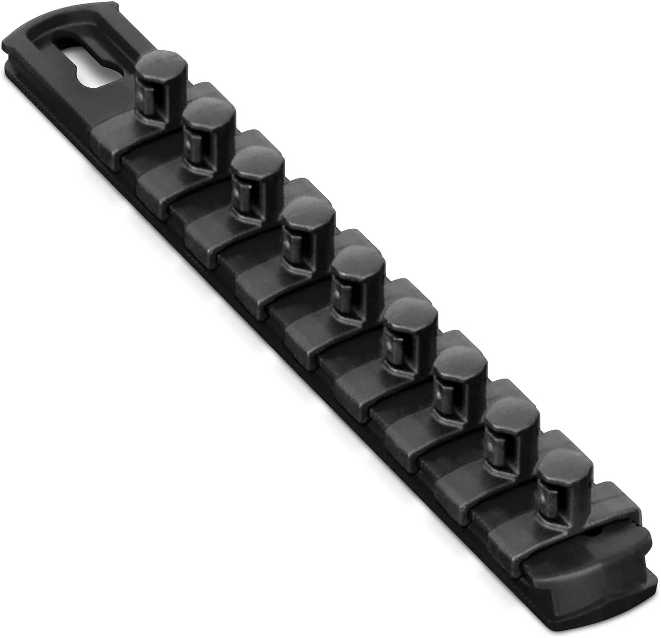 Ernst Manufacturing 8-Inch Socket Organizer with 9 3/8-Inch Twist Lock Clips, Black -8427 8-Inch 3/8-Inch Twist Clips Black - Image 2