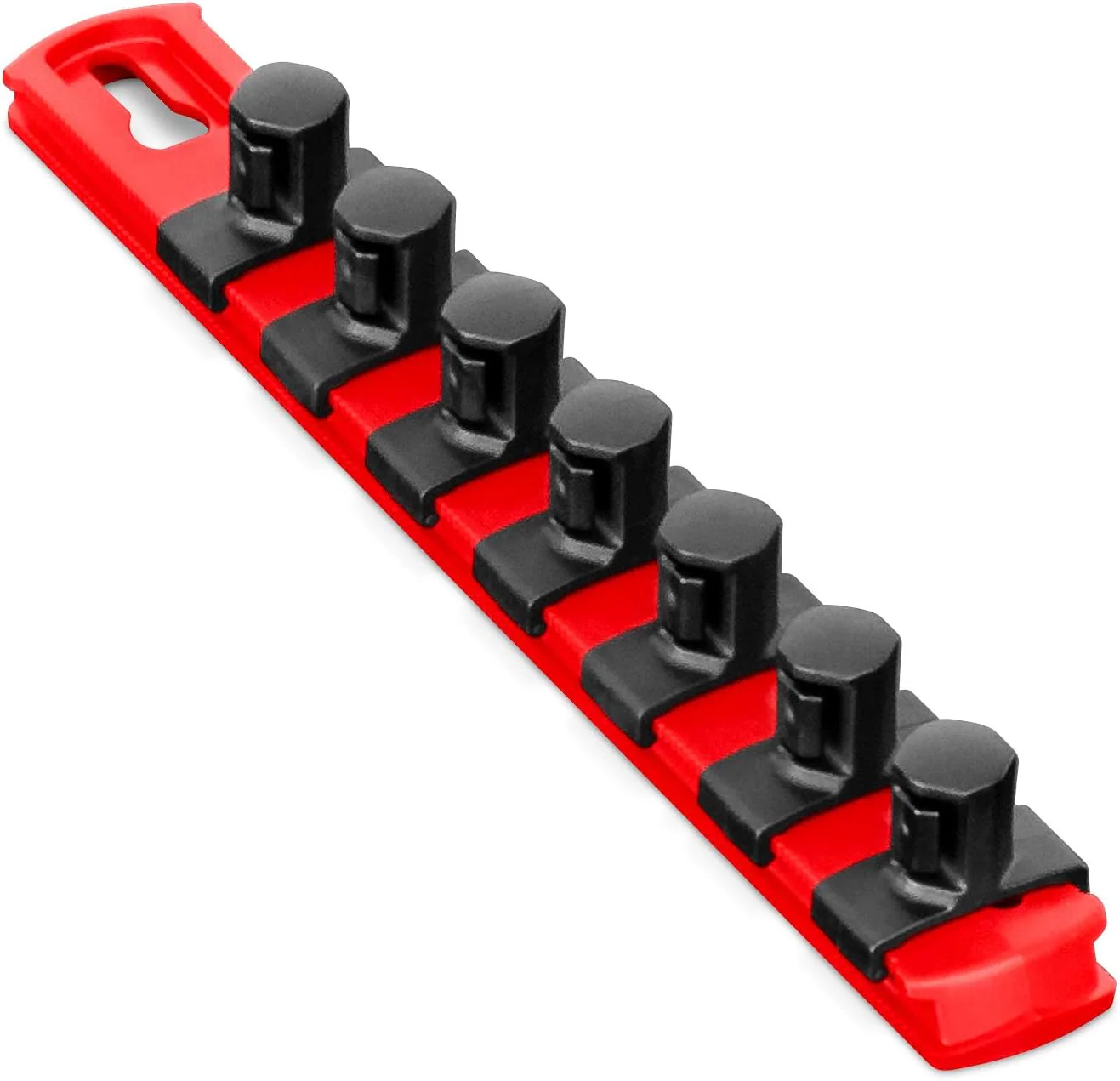 Ernst Manufacturing - 8412-Red-1/2 8-Inch Socket Organizer with 7 1/2-Inch Twist Lock Clips, Red 8-Inch 1/2-Inch Twist Clips Red - Image 2
