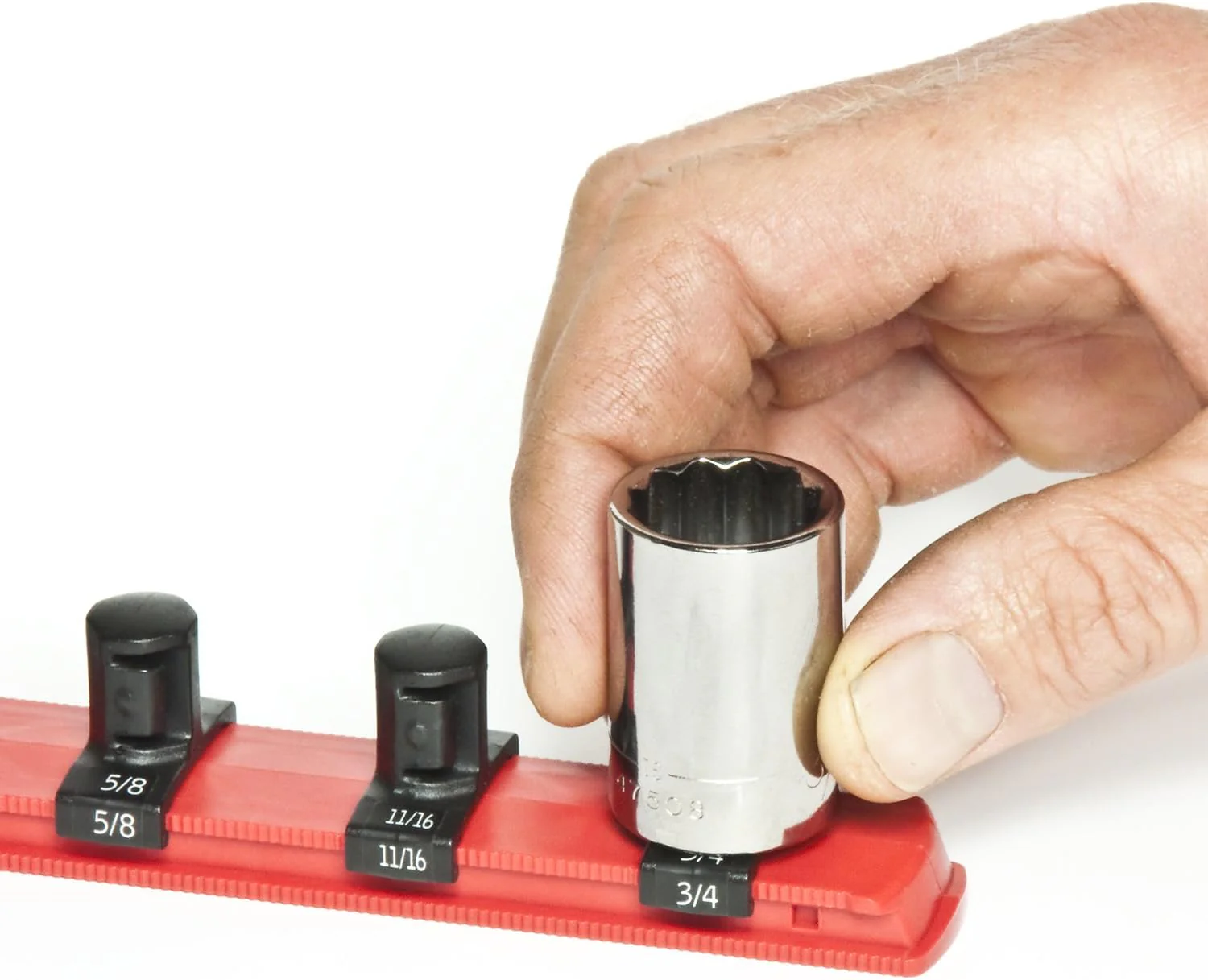 Ernst Manufacturing - 8412-Red-1/2 8-Inch Socket Organizer with 7 1/2-Inch Twist Lock Clips, Red 8-Inch 1/2-Inch Twist Clips Red - Image 4
