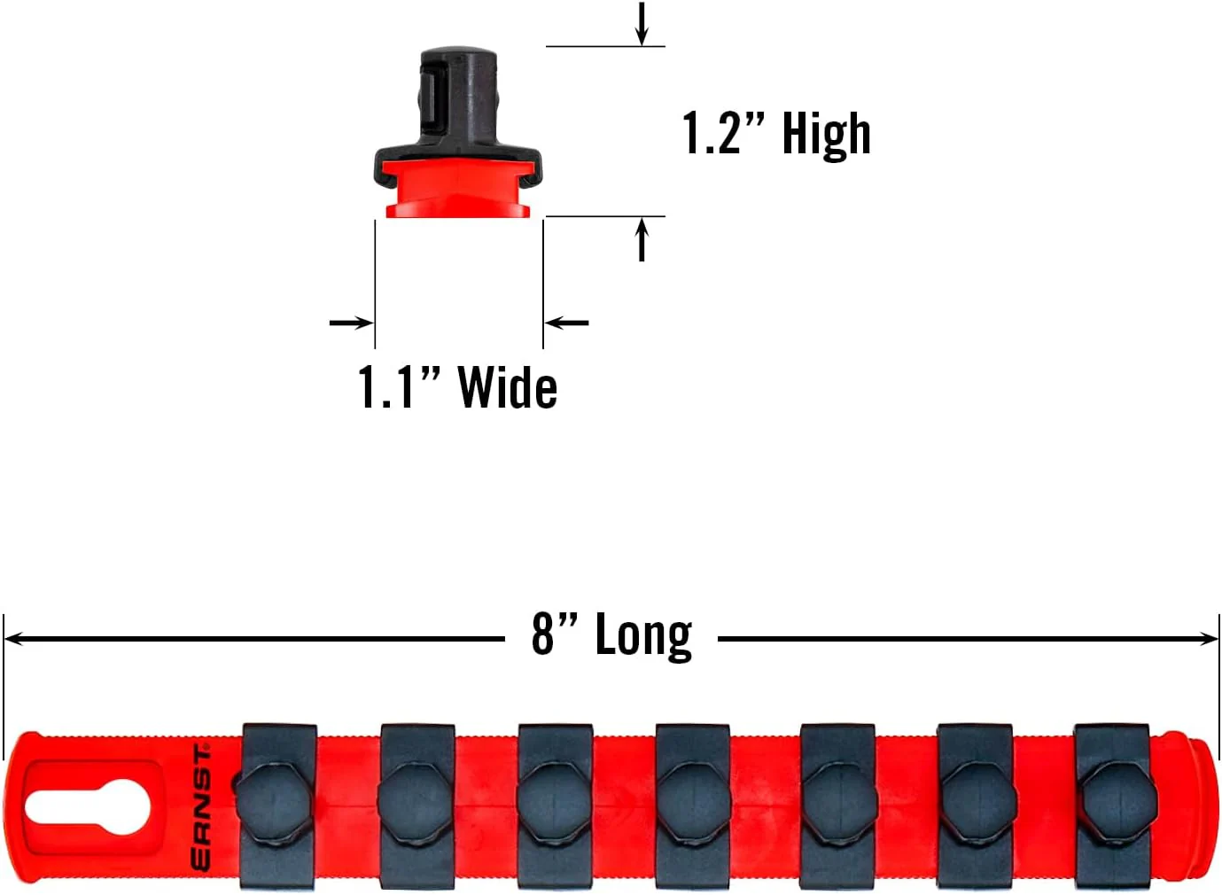 Ernst Manufacturing - 8412-Red-1/2 8-Inch Socket Organizer with 7 1/2-Inch Twist Lock Clips, Red 8-Inch 1/2-Inch Twist Clips Red - Image 6