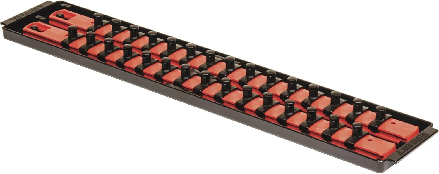 Ernst Manufacturing - 8453 Socket Boss 2-Rail 3/8-Inch-Drive Socket Organizer, 19-Inch, Red - Socket Storage Tray and Organization System for Mechanics and Automotive Service Technicians - Made in USA 19-INCH 3/8" Red - Image 8