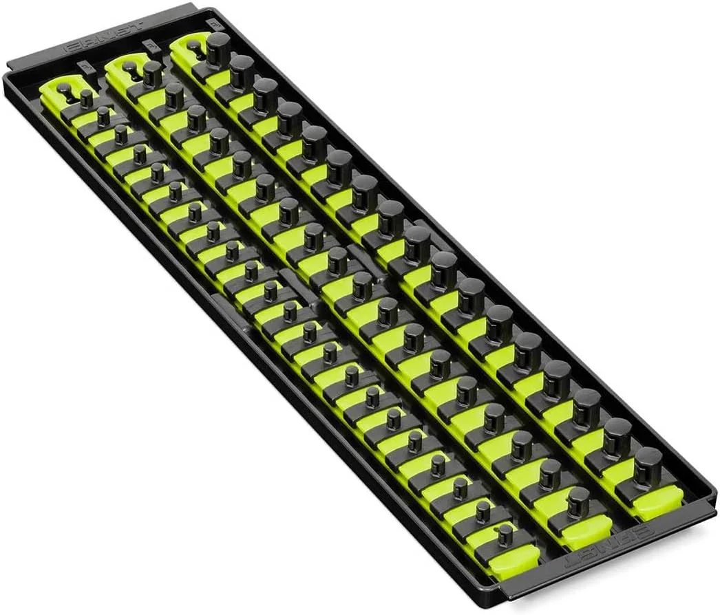 Ernst Manufacturing 8460HV Socket Boss 3-Rail Multi-Drive Socket Rail Organizer with Tray, 18-Inch, High-Visibility - Made in USA - Image 3