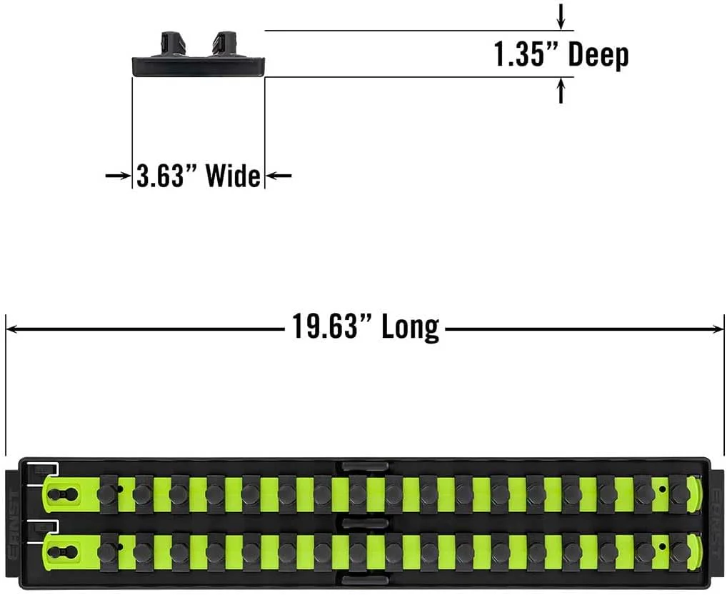 Ernst Manufacturing 8463HV Socket Boss, Premium 2-Rail, 1/2-Inch-Drive Socket Organizer, 18-Inch, High-Visibility - Image 4
