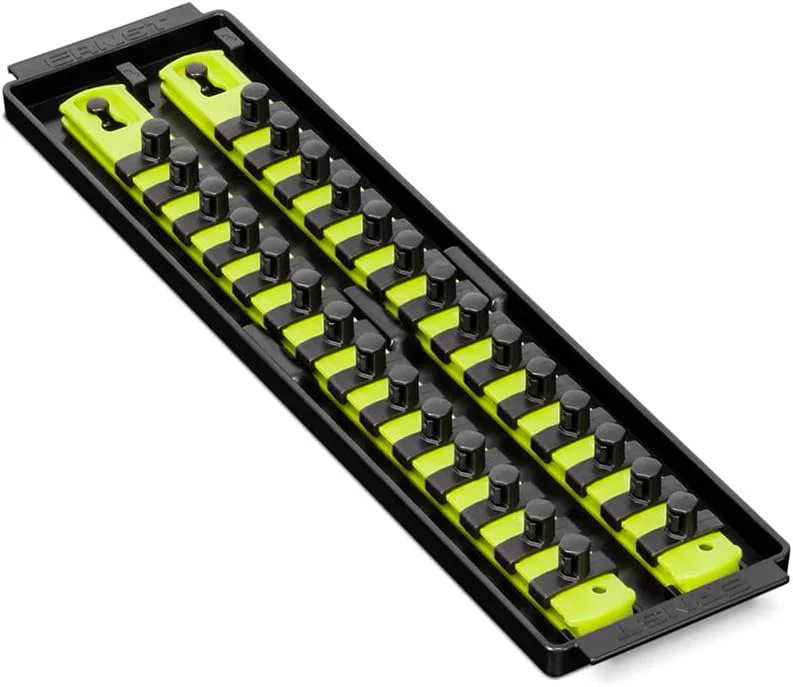 Ernst Manufacturing (8468HV) 13-Inch Socket Boss, Premium 2-Rail 3/8-Inch-Drive Socket Organizer Rails for Toolbox, High Visibility - Image 2