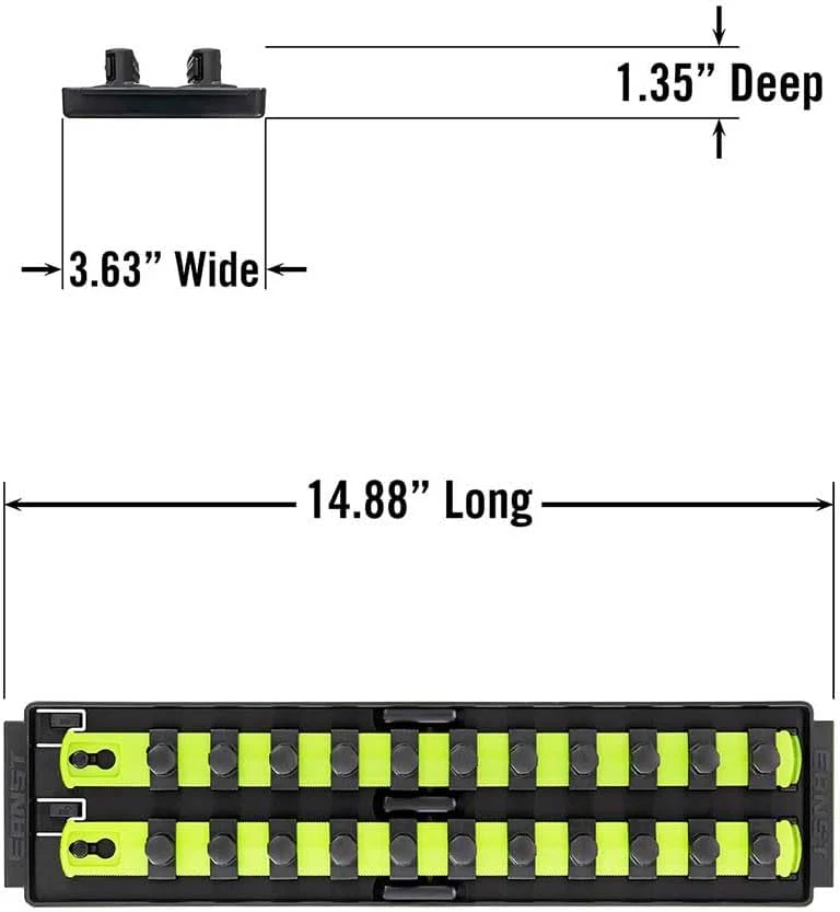 Ernst Manufacturing 8469HV 13-Inch Socket Boss, Premium 2-Rail 1/2-Inch-Drive Socket Organizer, High Visibility - Made in the USA - Image 4