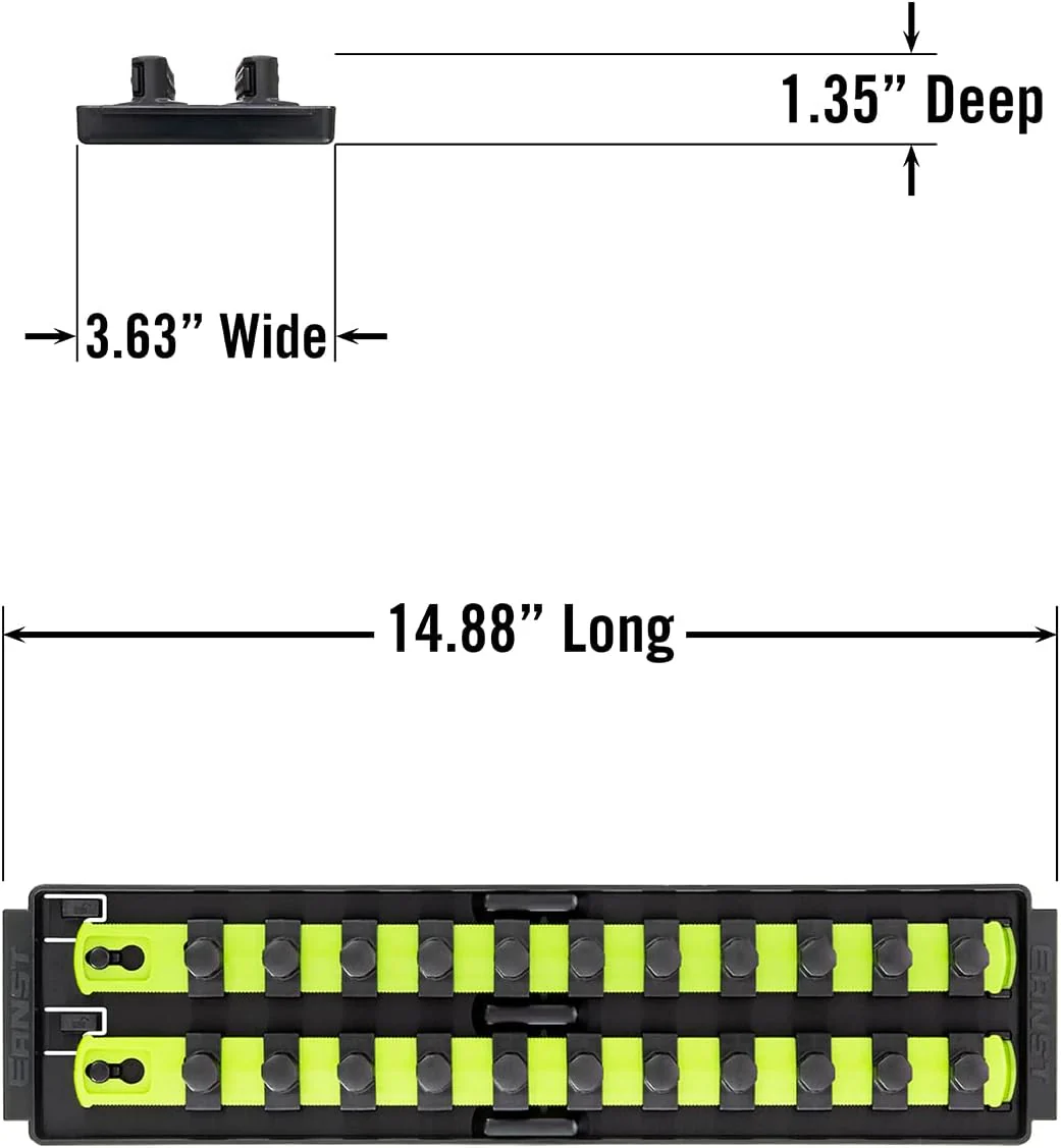 Ernst Manufacturing 8469HV 13-Inch Socket Boss, Premium 2-Rail 1/2-Inch-Drive Socket Organizer, High Visibility - Made in the USA - Image 9