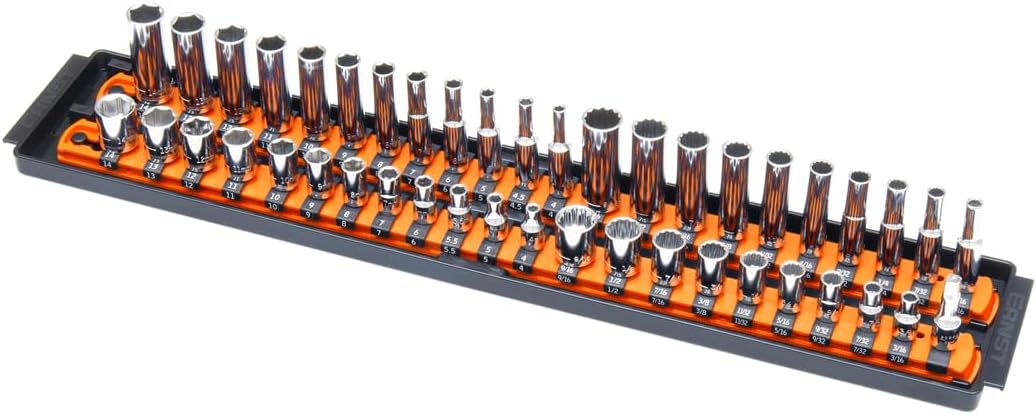 Ernst Manufacturing 8484 Socket Boss, Premium 2-Rail, 1/4 Inch-Drive Socket Organizer, 18-Inch, Orange - Made in the USA - Image 3