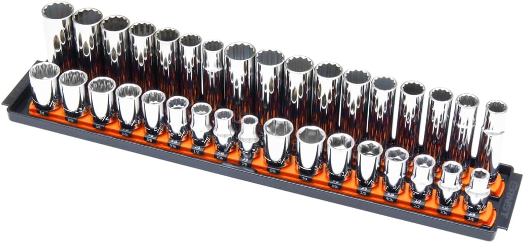 Ernst Manufacturing 8488 Socket Boss, Premium 2-Rail, 1/2 Inch-Drive Socket Organizer, 18-Inch, Orange - Made in USA 19-INCH 1/2" Orange - Image 2