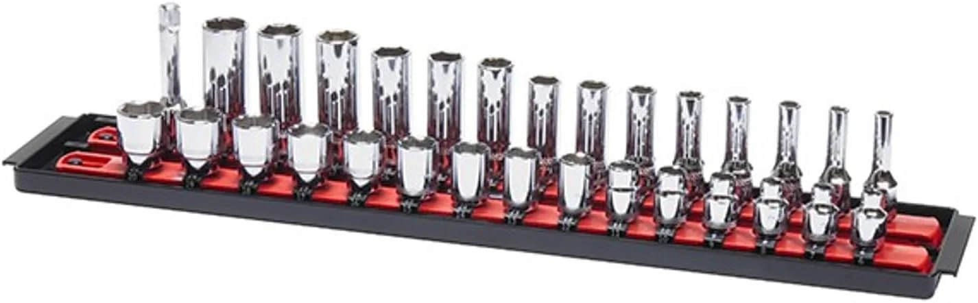 Ernst Manufacturing - 8492 Socket Boss 2-Rail 1/4-Inch-Drive Socket Organizer, 13-Inch, Red - Made in the USA 13-INCH 1/4" Red - Image 6