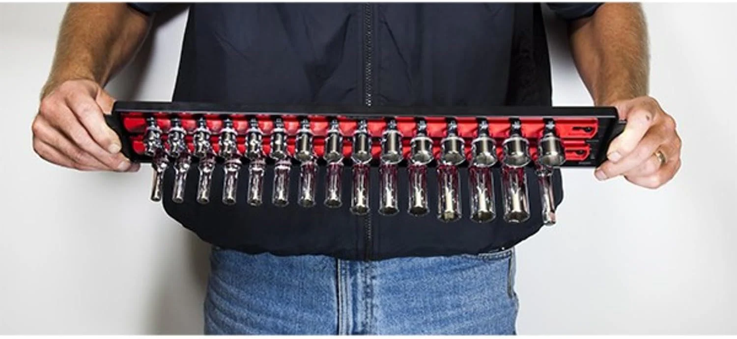 Ernst Manufacturing - 8492 Socket Boss 2-Rail 1/4-Inch-Drive Socket Organizer, 13-Inch, Red - Made in the USA 13-INCH 1/4" Red - Image 7