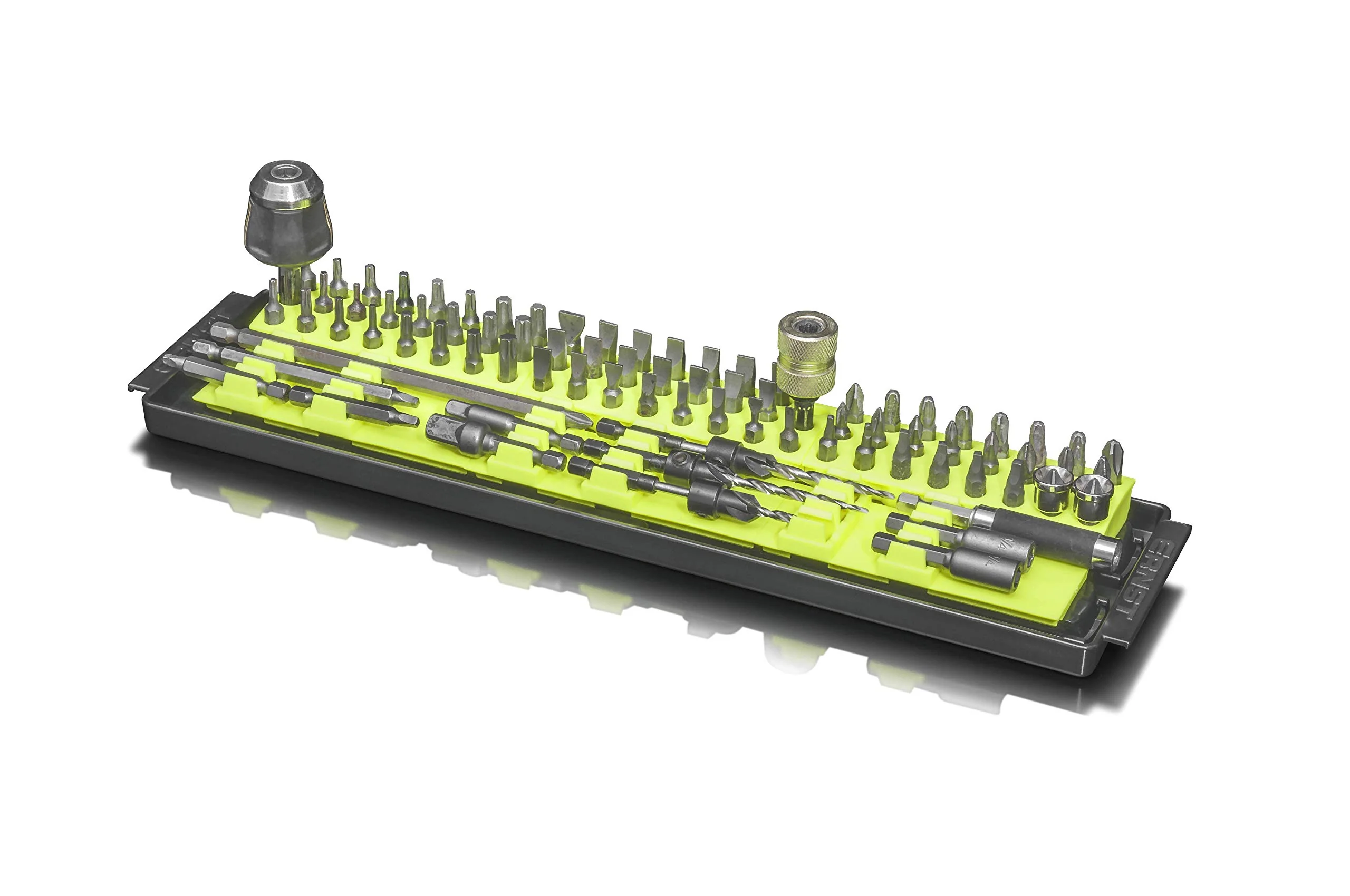 Ernst Manufacturing Bit Boss High-Density Bit Organizer for Vertical or Horizontal Storage, 90 Tool, High-Visibility with Push Button Release (Model 5720HV) Hi-Viz