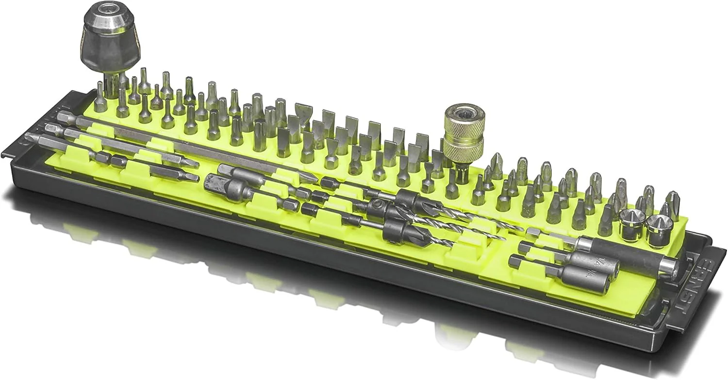 Ernst Manufacturing Bit Boss High-Density Bit Organizer for Vertical or Horizontal Storage, 90 Tool, High-Visibility with Push Button Release (Model 5720HV) Hi-Viz - Image 2