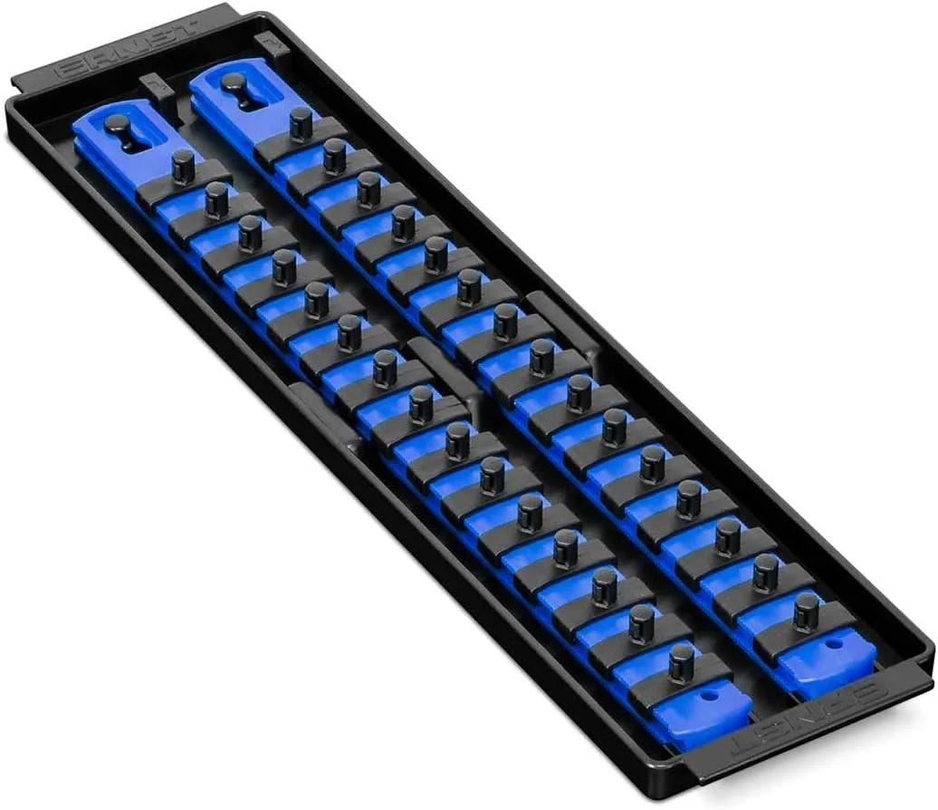 Ernst Manufacturing Socket Boss 2-Rail 1/4-Inch-Drive Socket Organizer, 13-Inch, for Toolbox drawer - Blue (8495) - Made in the USA 13-INCH 1/4" Blue - Image 3