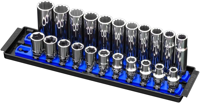 Ernst Manufacturing Socket Boss, Premium 2-Rail 1/2-Inch-Drive Socket Organizer, 13-Inch, Blue (8497) - Made in the USA 13-INCH 1/2" Blue - Image 3