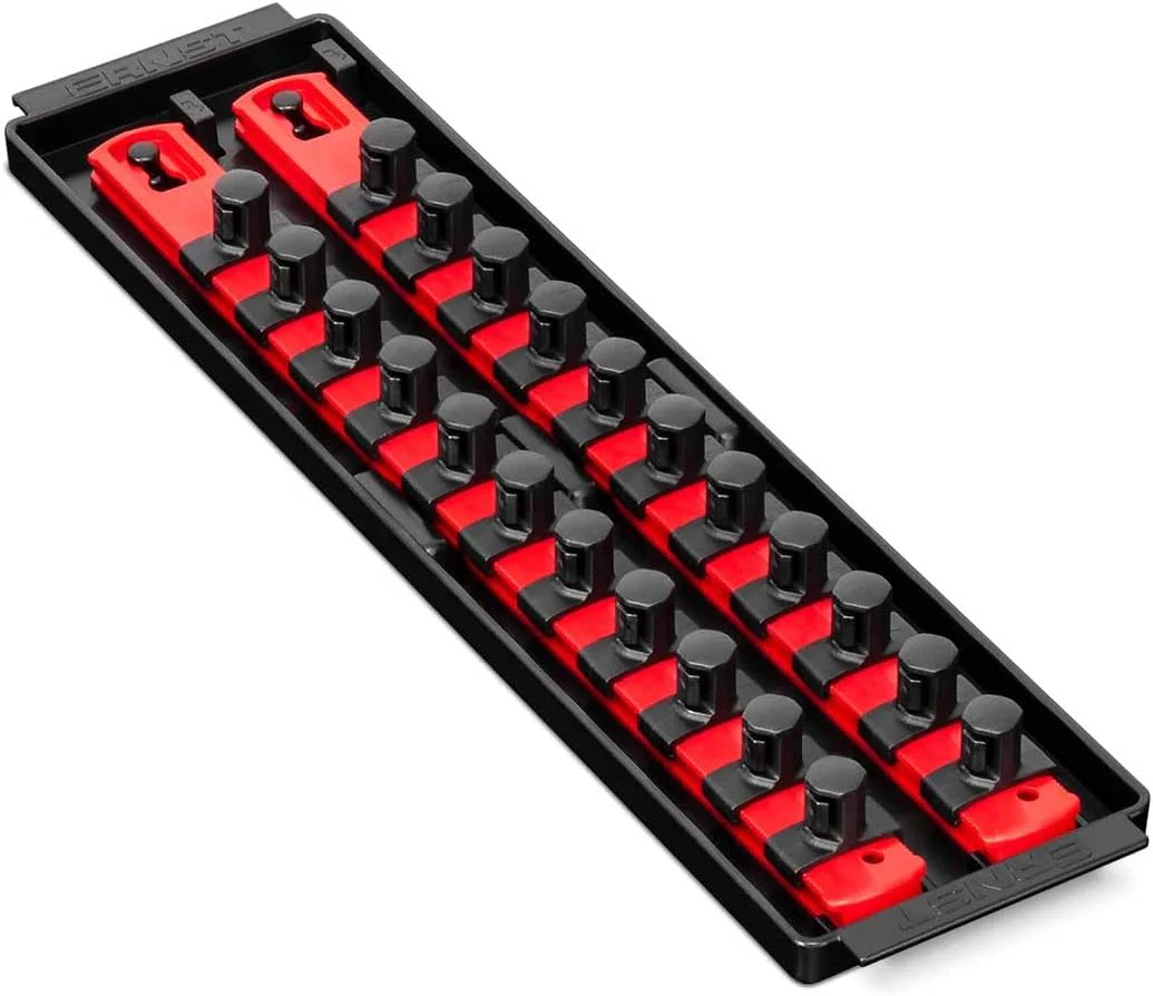 Ernst Manufacturing Socket Organizer Rails - Socket Boss 2-Rail 1/2-Inch-Drive Twist-Lock Socket Holder, 13-Inch, Red (8494) - Made in the USA - Image 3