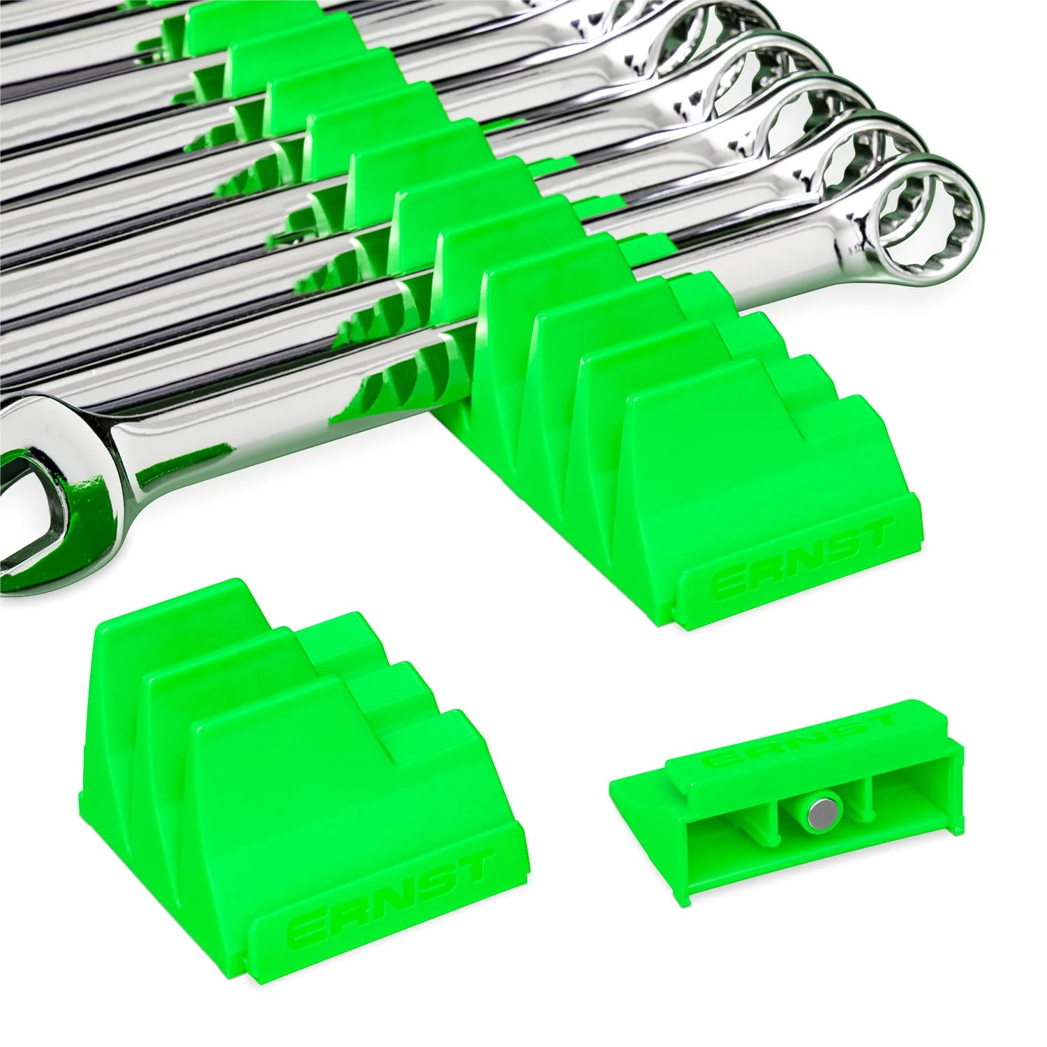 Ernst Manufacturing Wrench Pro - Modular Wrench Organizer for 20 Tools with Magnetic Base (Green) - Made in the USA