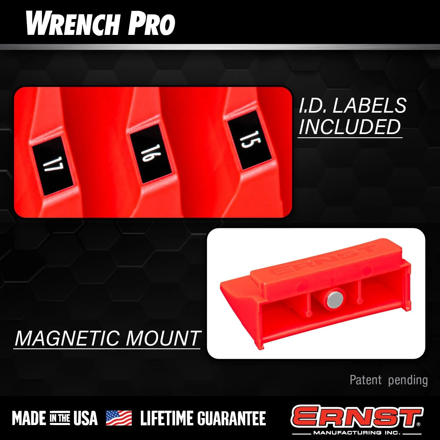 Ernst Manufacturing Wrench Pro - Modular Wrench Organizer for 20 Tools with Magnetic Base (Red) - Made in the USA - Image 6