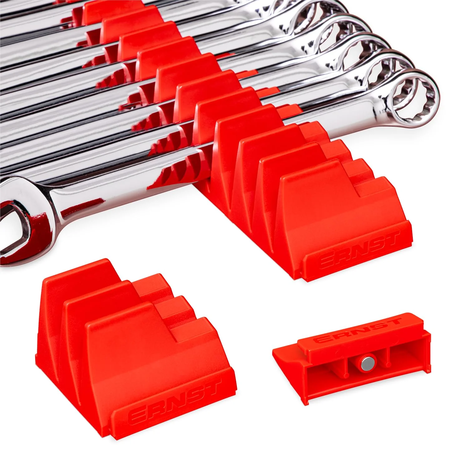 Ernst Manufacturing Wrench Pro - Modular Wrench Organizer for 40 Tools with Magnetic Base (Red) - Made in the USA