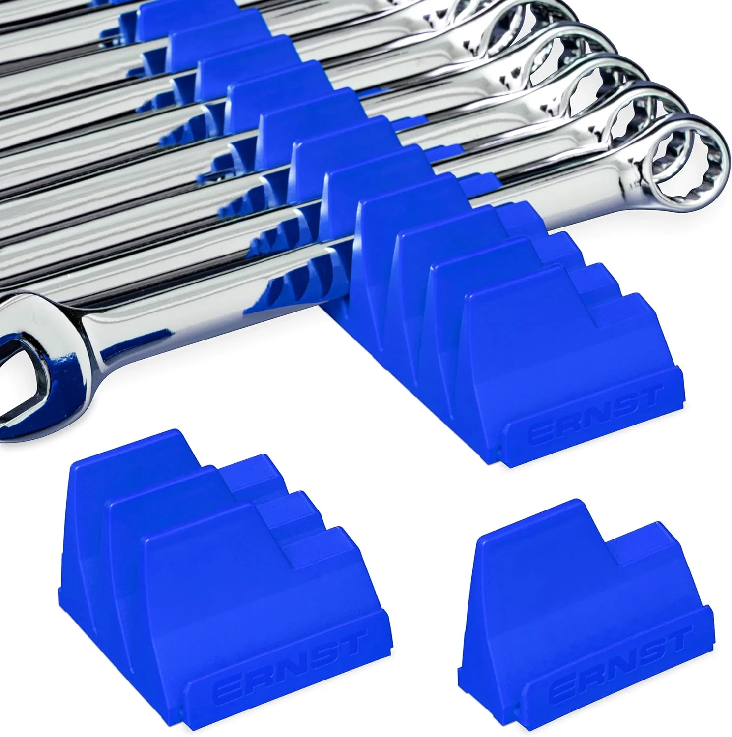 Ernst Manufacturing Wrench Pro - Modular Wrench Organizer for 40 Wrenches (Blue) with Anti-Slip Cleats - Made in the USA - Image 2