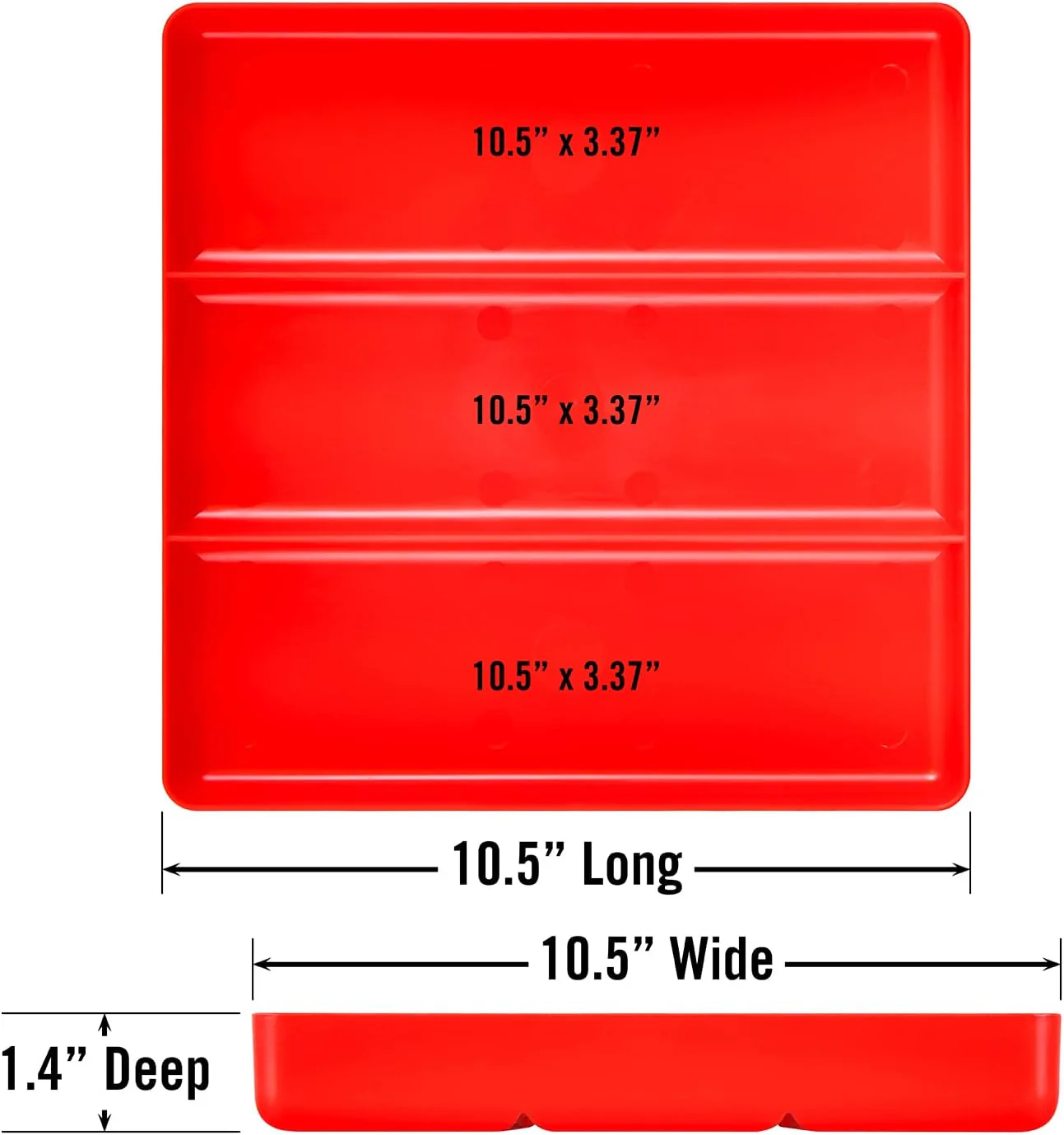 ERNST MFG Tool Garage Organizer Tray, Red, 3-Compartments - Made in the USA - Image 5