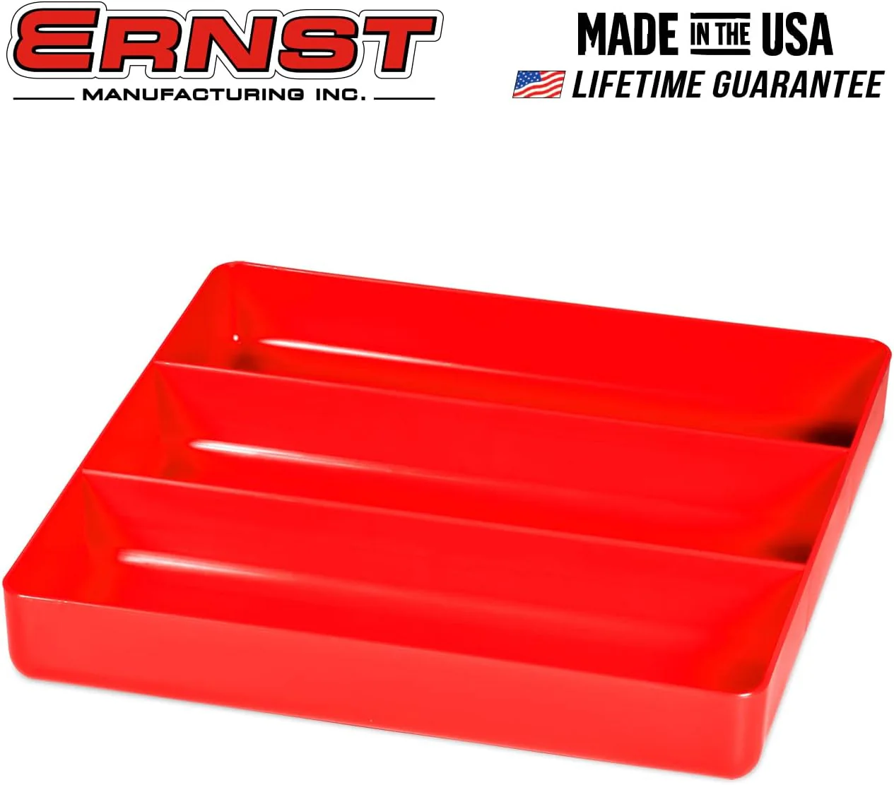 ERNST MFG Tool Garage Organizer Tray, Red, 3-Compartments - Made in the USA - Image 6