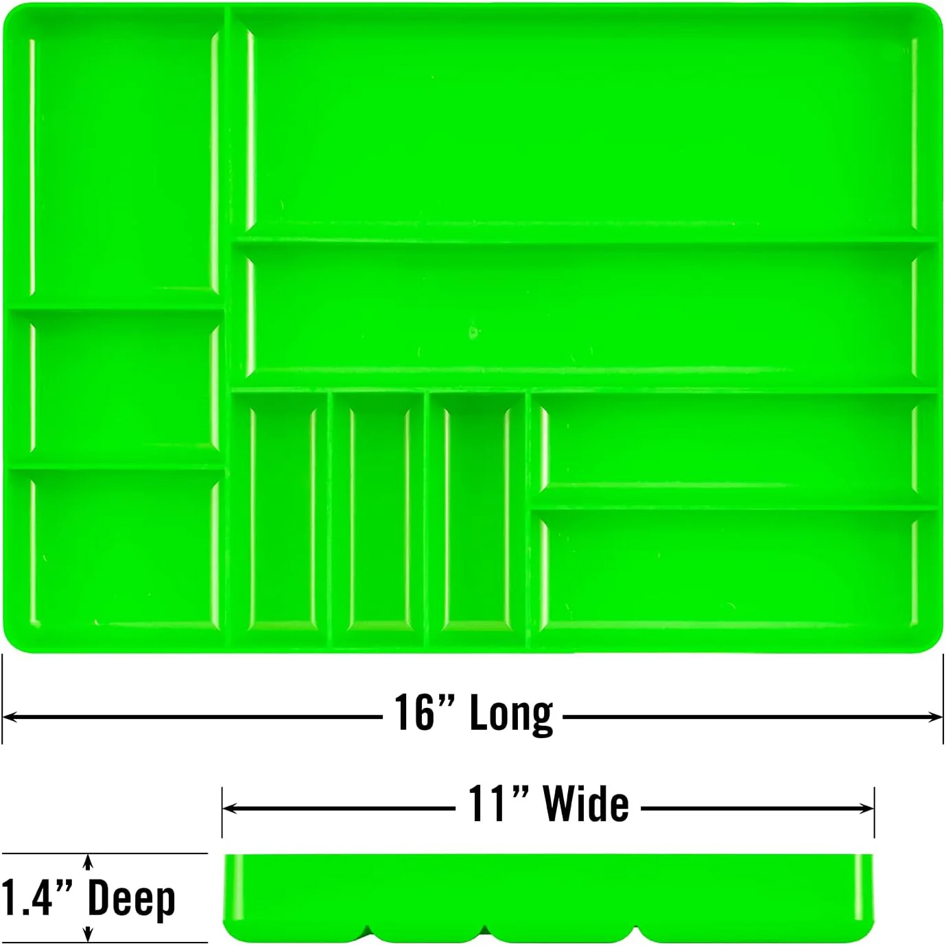 ERNST Tool Organizer Tray, Green, 10-Compartments, Storage, Garage, Workshop, Organization, Tools, Equipment, Heavy-Duty, Durable, Industrial, Workbench, Efficient Storage - Made in the USA - Image 8