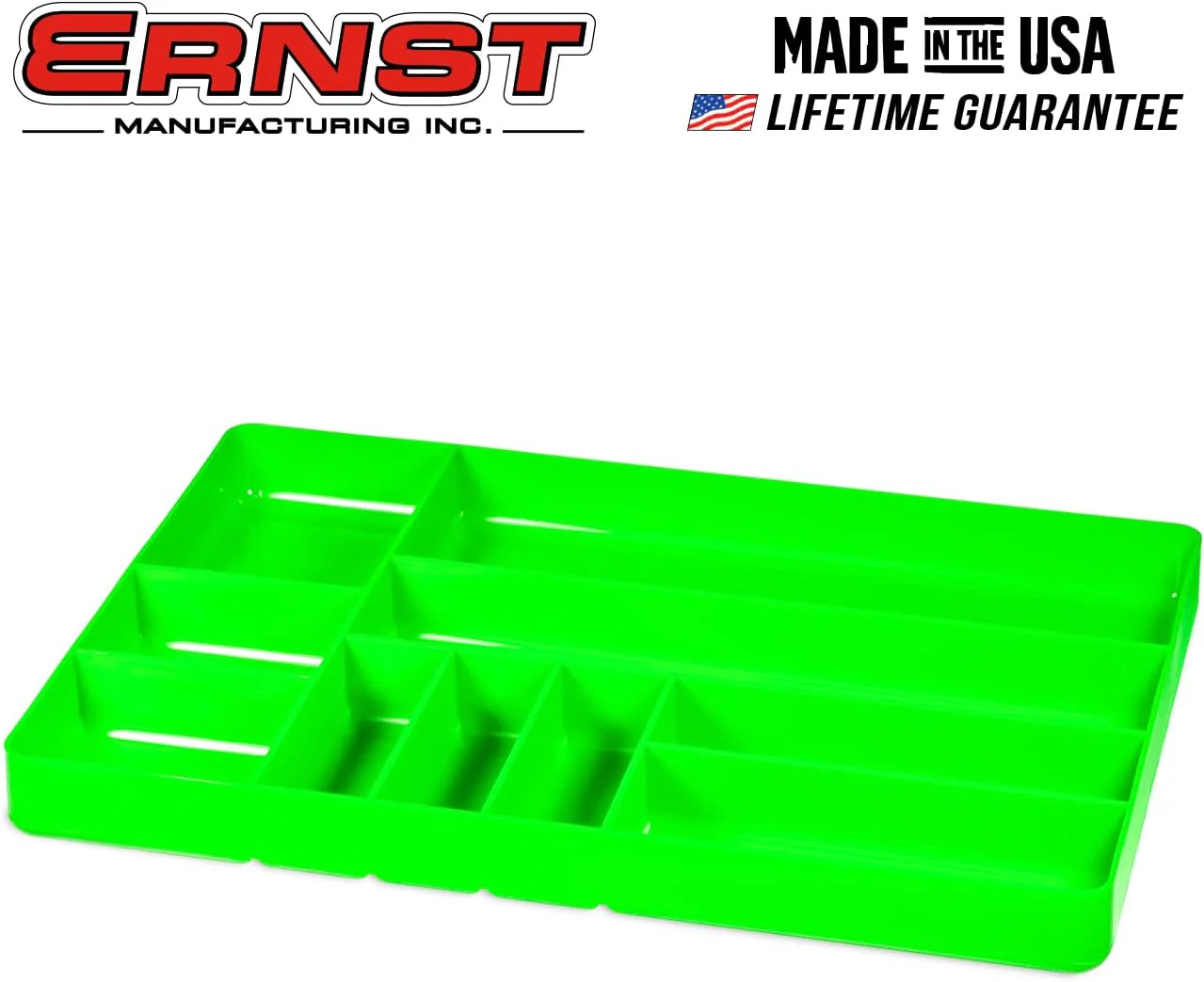 ERNST Tool Organizer Tray, Green, 10-Compartments, Storage, Garage, Workshop, Organization, Tools, Equipment, Heavy-Duty, Durable, Industrial, Workbench, Efficient Storage - Made in the USA - Image 9