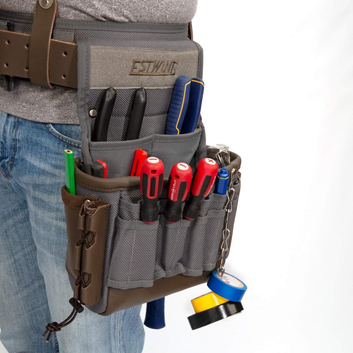 Estwing 94747 13-Pocket Electrician's Tool Rig, Durable Construction, Cooling Mesh-Padded Suspenders, Adjustable Padded Belt, Plentiful Storage - Image 6