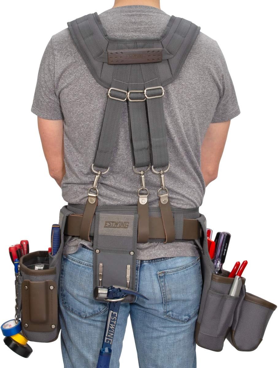 Estwing 94747 13-Pocket Electrician's Tool Rig, Durable Construction, Cooling Mesh-Padded Suspenders, Adjustable Padded Belt, Plentiful Storage - Image 8