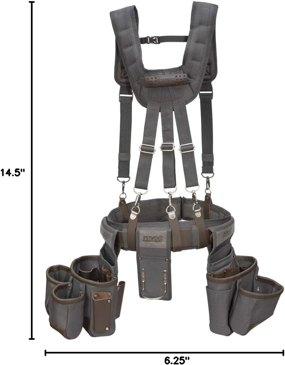 Estwing 94745 13-Pocket Framer's Tool Rig, Durable Construction, Cooling Mesh-Padded Suspenders, Adjustable Padded Belt, Plentiful Storage - Image 10