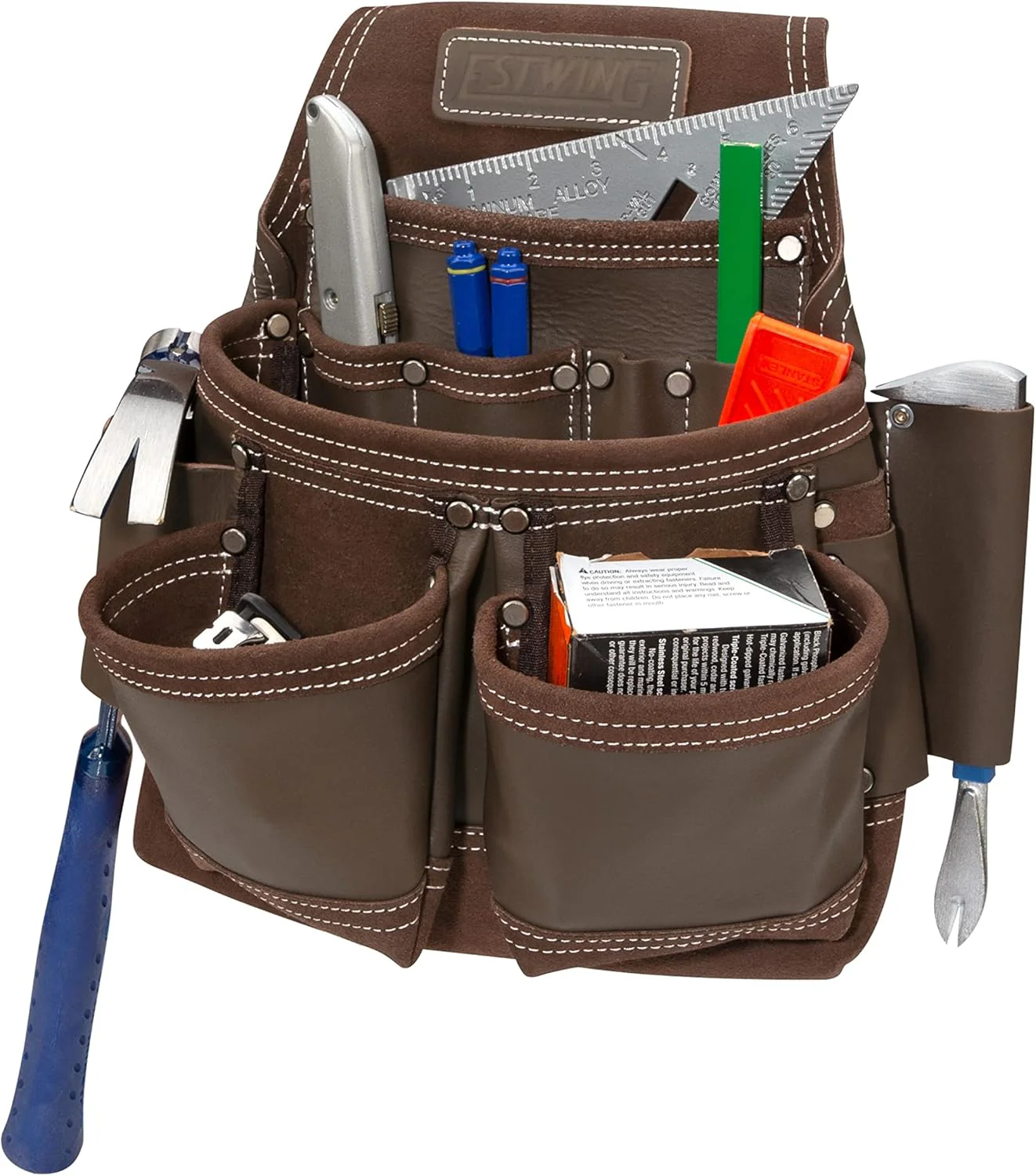 Estwing 94750 9-Pocket Full Leather Framer's Pouch Brown - Image 4