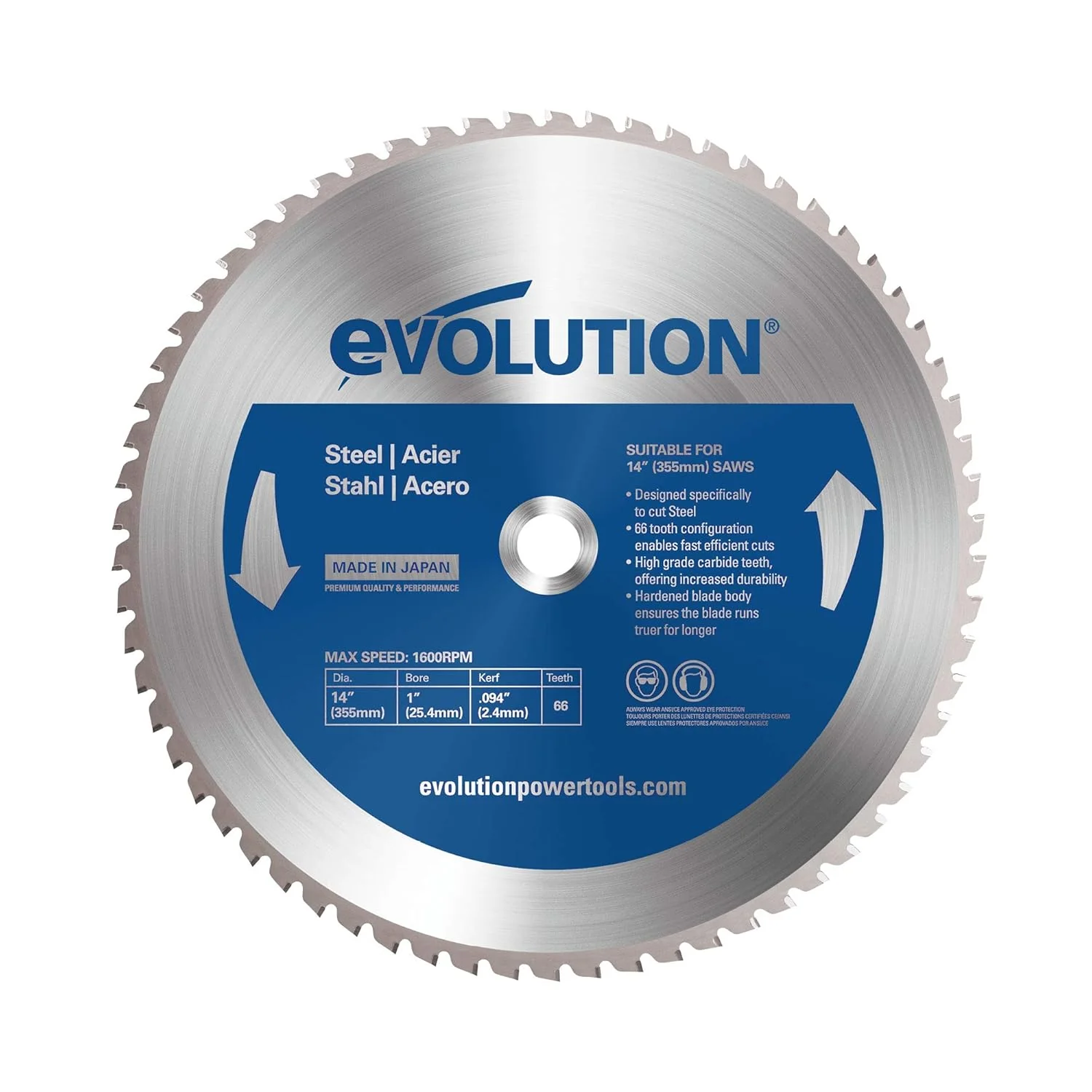 Evolution Power Tools 14BLADEST Blade for Cutting Mild Steel, For Circular and Chop Saws, No Heat, No Burrs & Virtually No Sparks, Carbide-Tipped TCT Blade For Cold Metal Cutting,14-Inch x 66-Tooth - Image 2