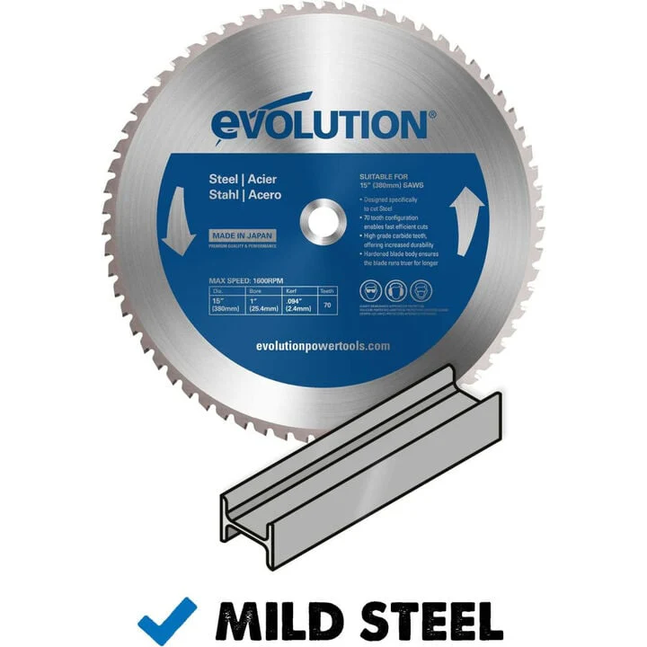Evolution Power Tools 15BLADEST Steel Cutting Saw Blade, 15-Inch x 70-Tooth - Image 2